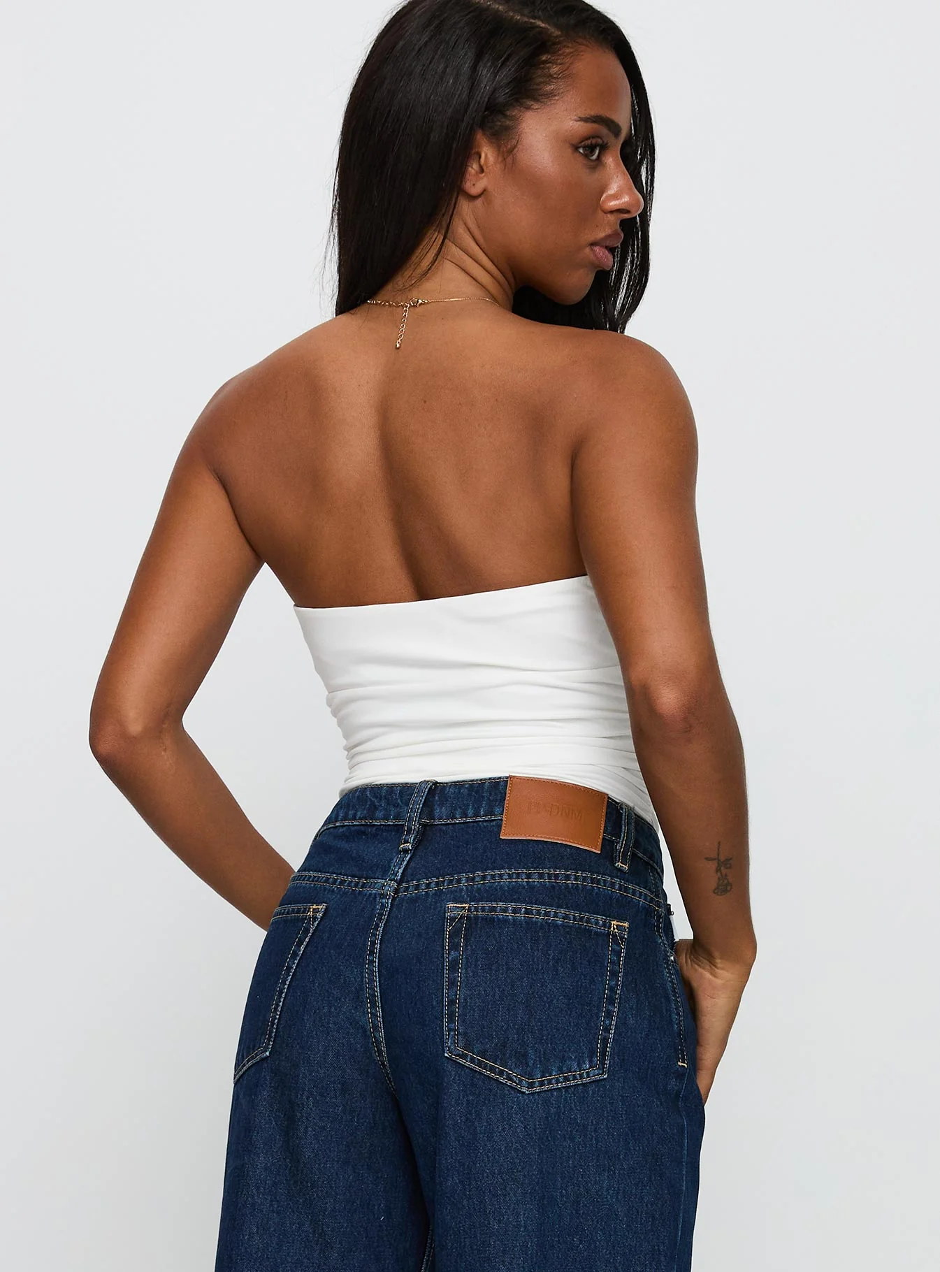 Coincidence Strapless Ruched Bodysuit White - Image 5