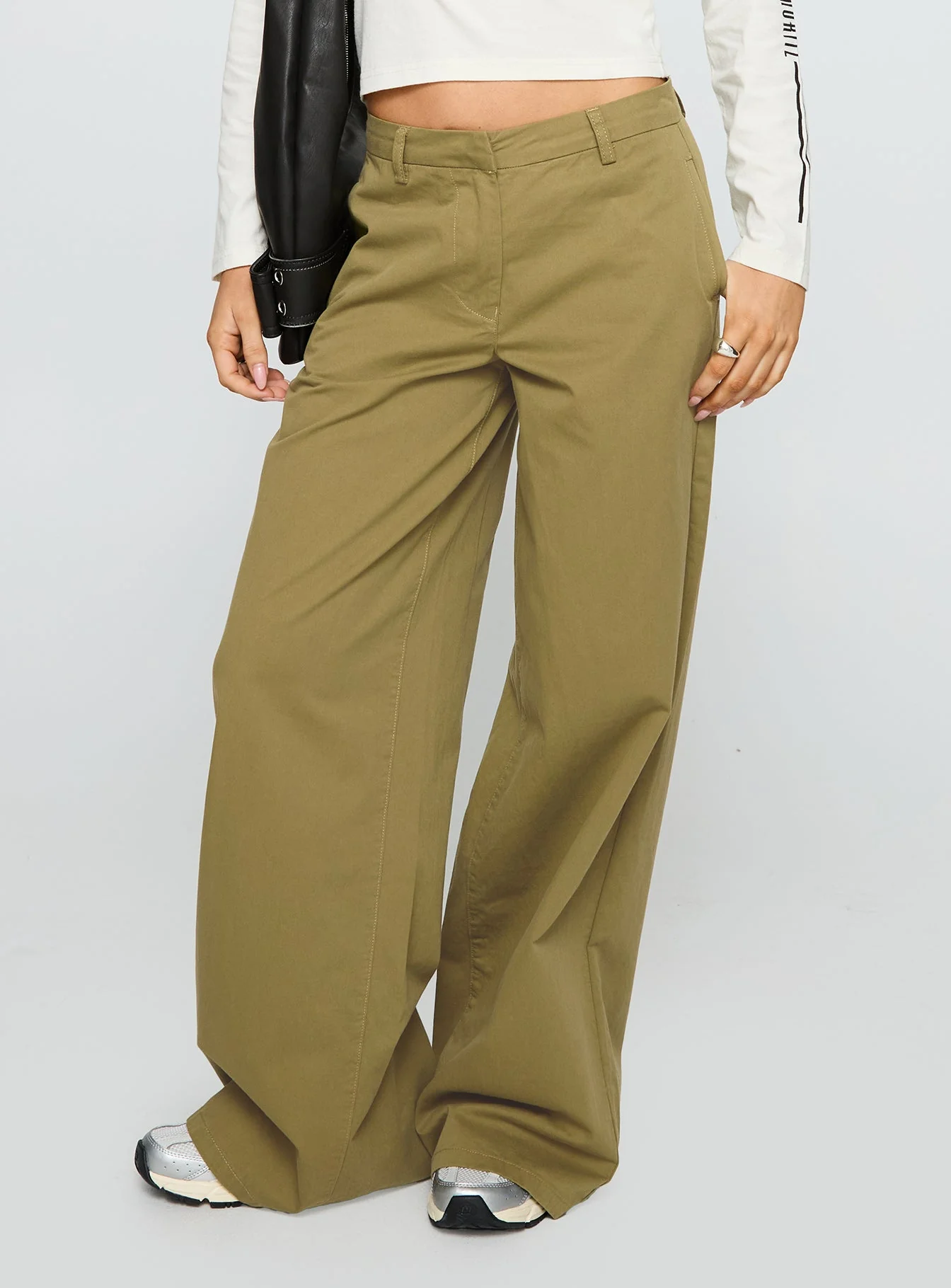 Combatica Mid Rise Wide Leg Pants Army Green - Image 2