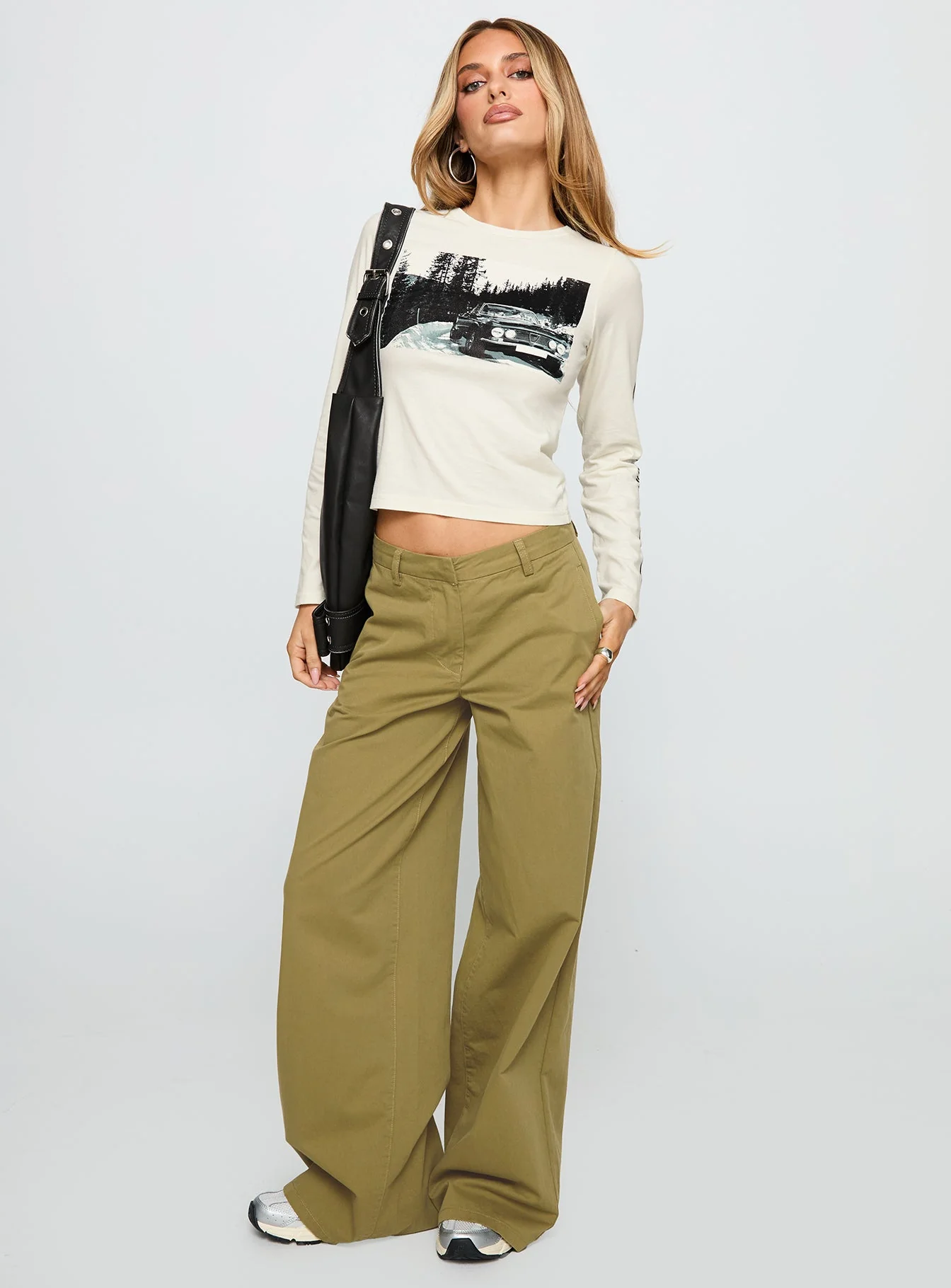 Combatica Mid Rise Wide Leg Pants Army Green - Image 3