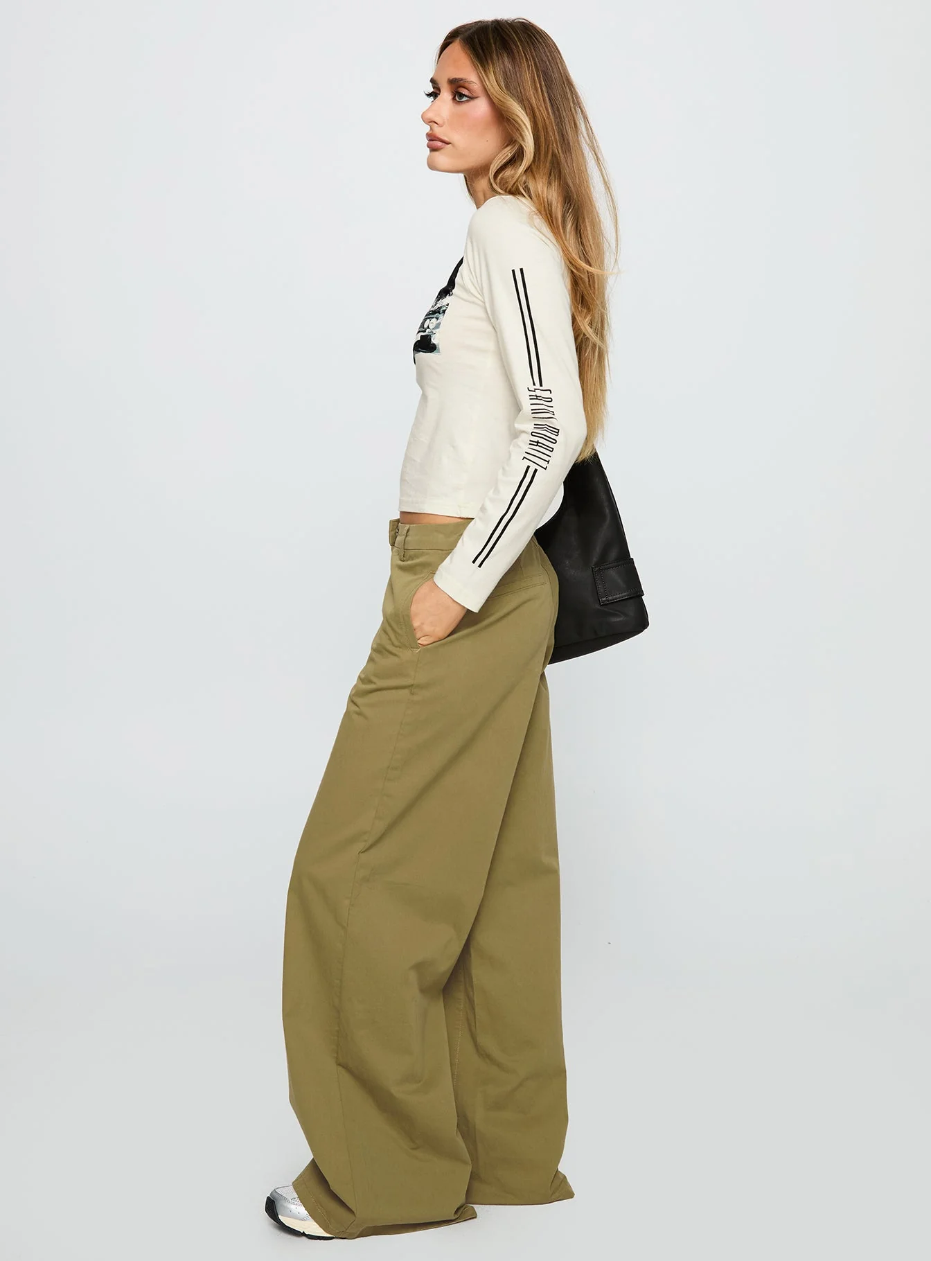 Combatica Mid Rise Wide Leg Pants Army Green - Image 4