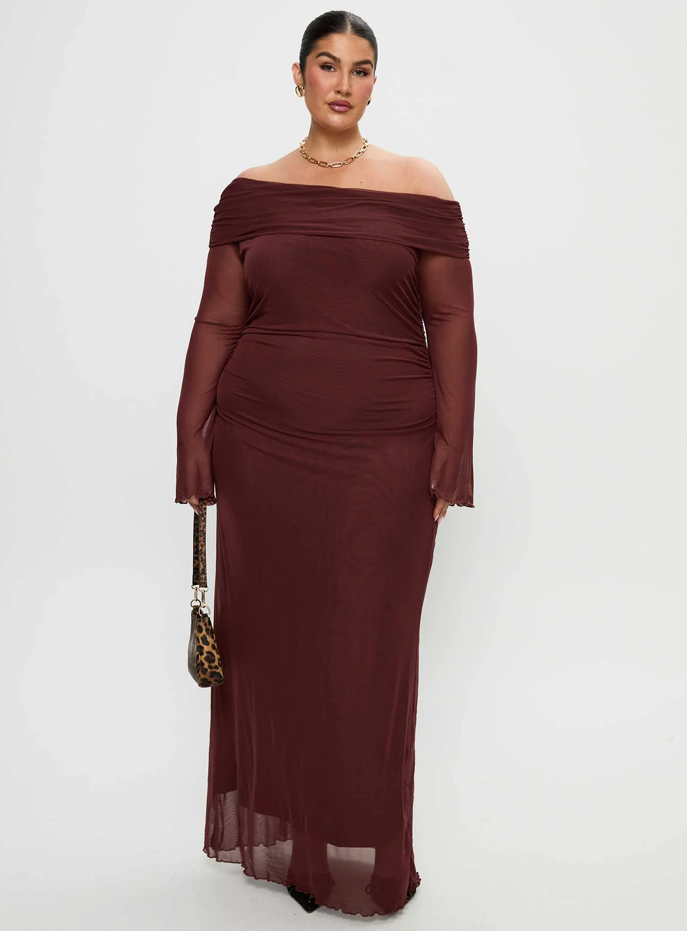 Consideration Long Sleeve Maxi Dress Chocolate Curve - Image 3