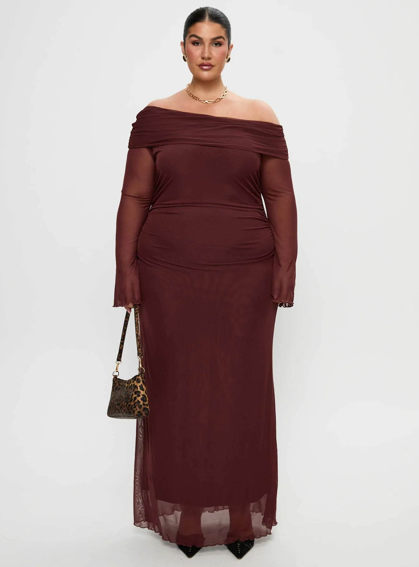 Consideration Long Sleeve Maxi Dress Chocolate Curve - Image 7