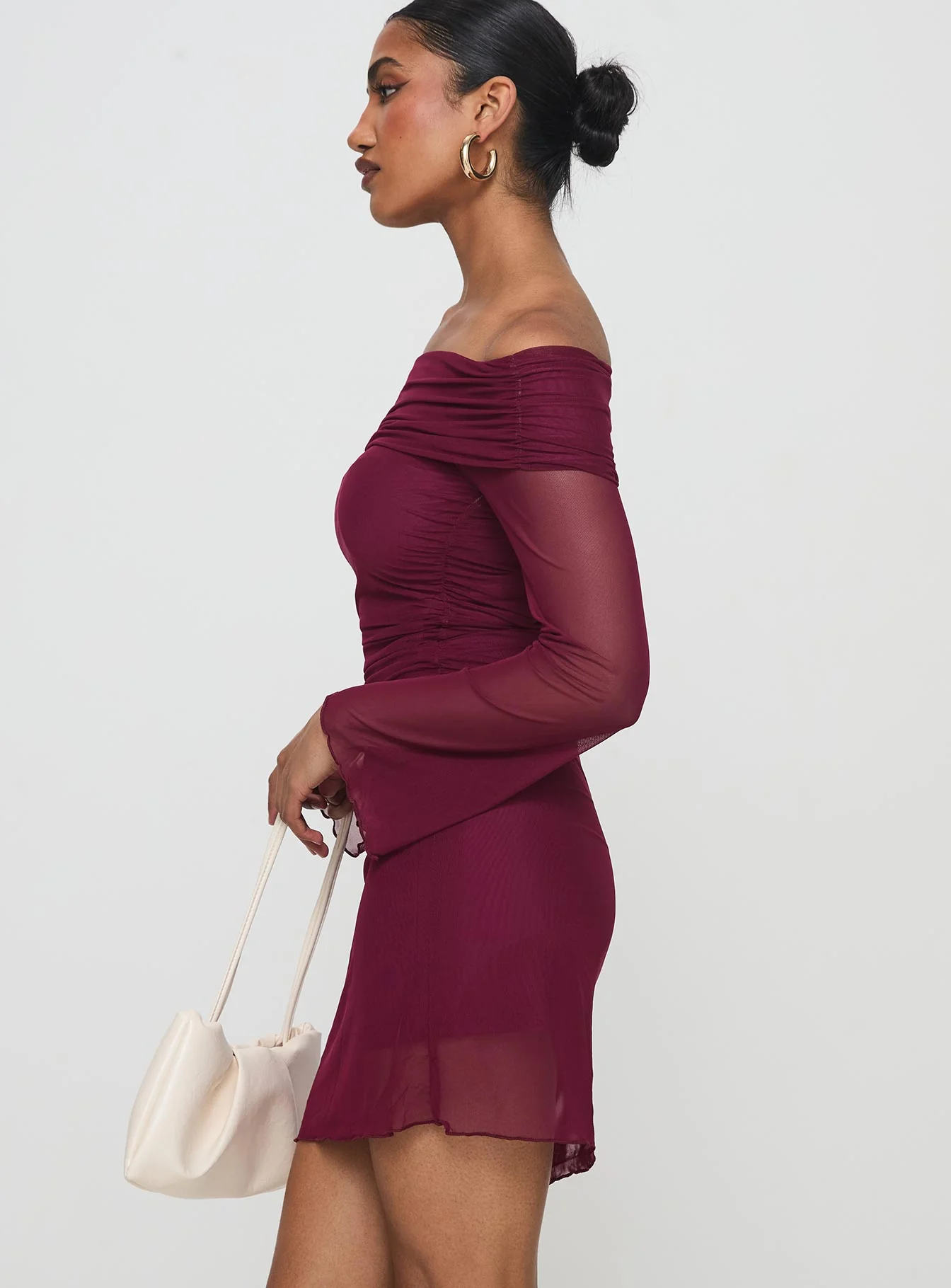Consideration Long Sleeve Mini Dress Burgundy - Image 3