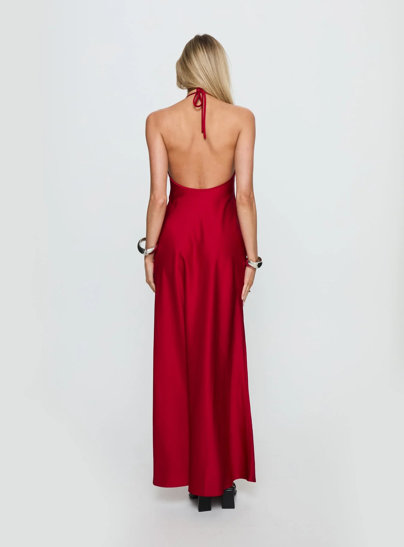 Costella Halter Satin Maxi Dress Red - Image 5