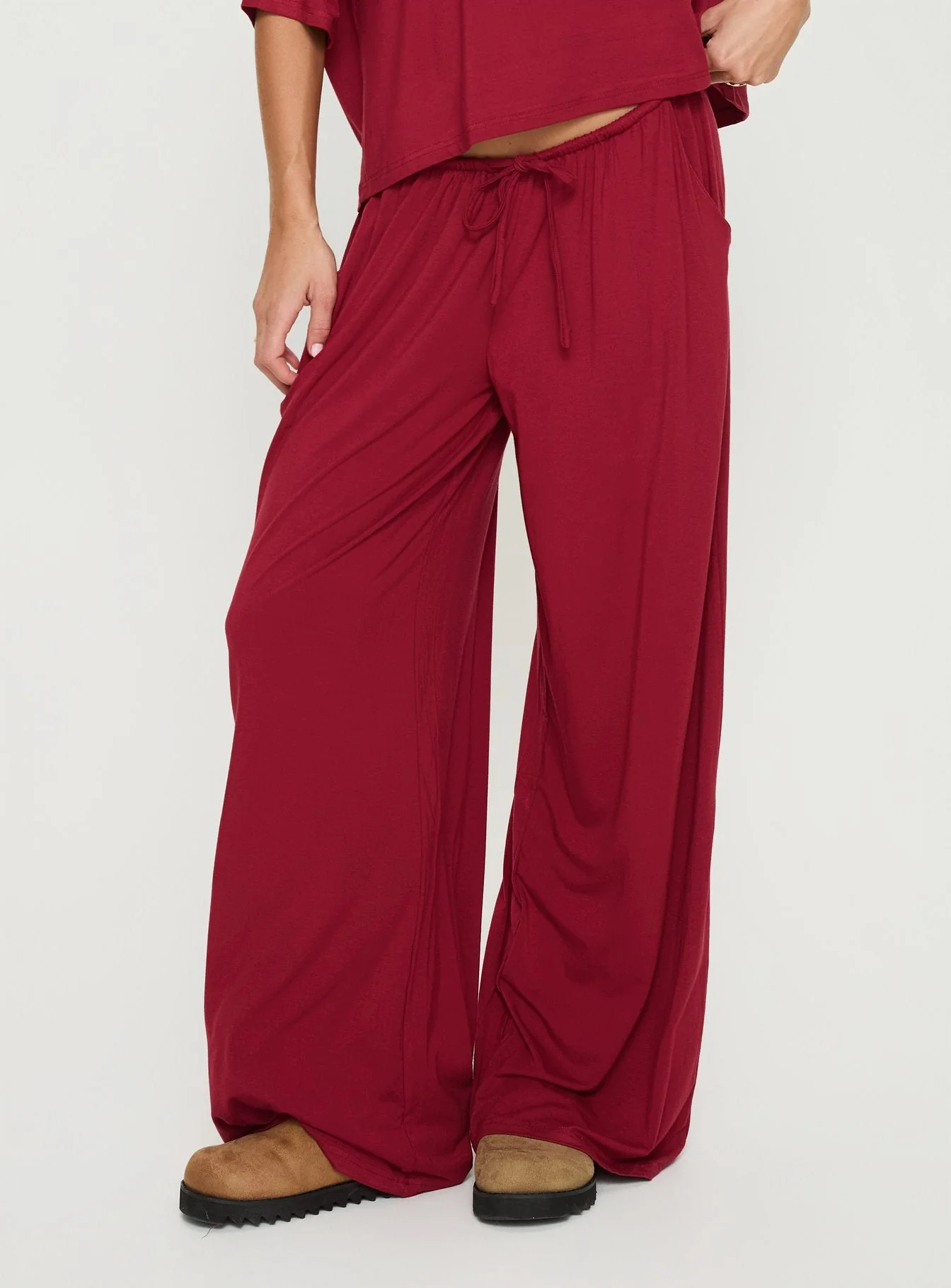 Cozy Hour Sleep Relaxed Pants Red - Image 2