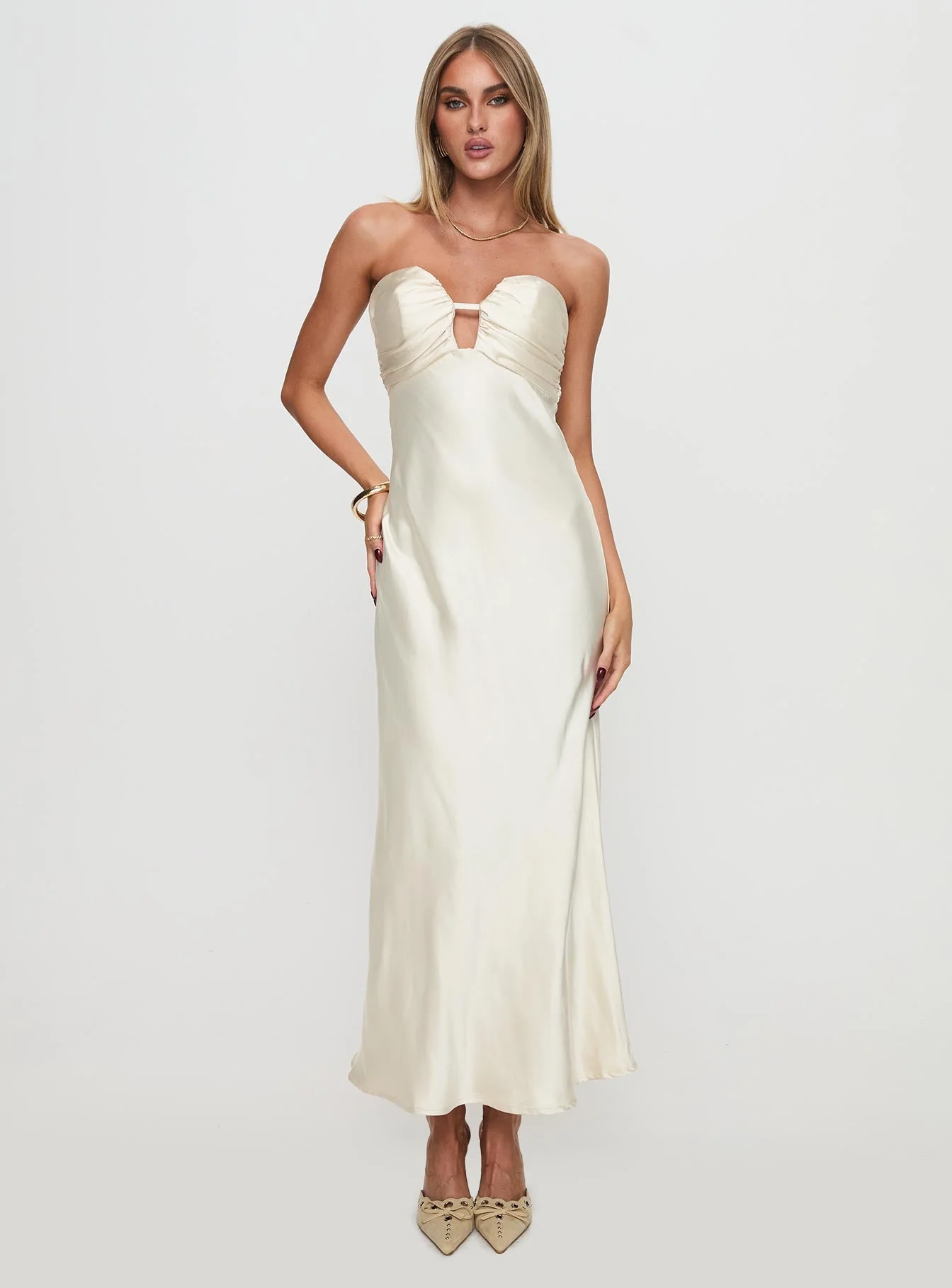 Cyprian Strapless Maxi Dress Champagne - Image 3