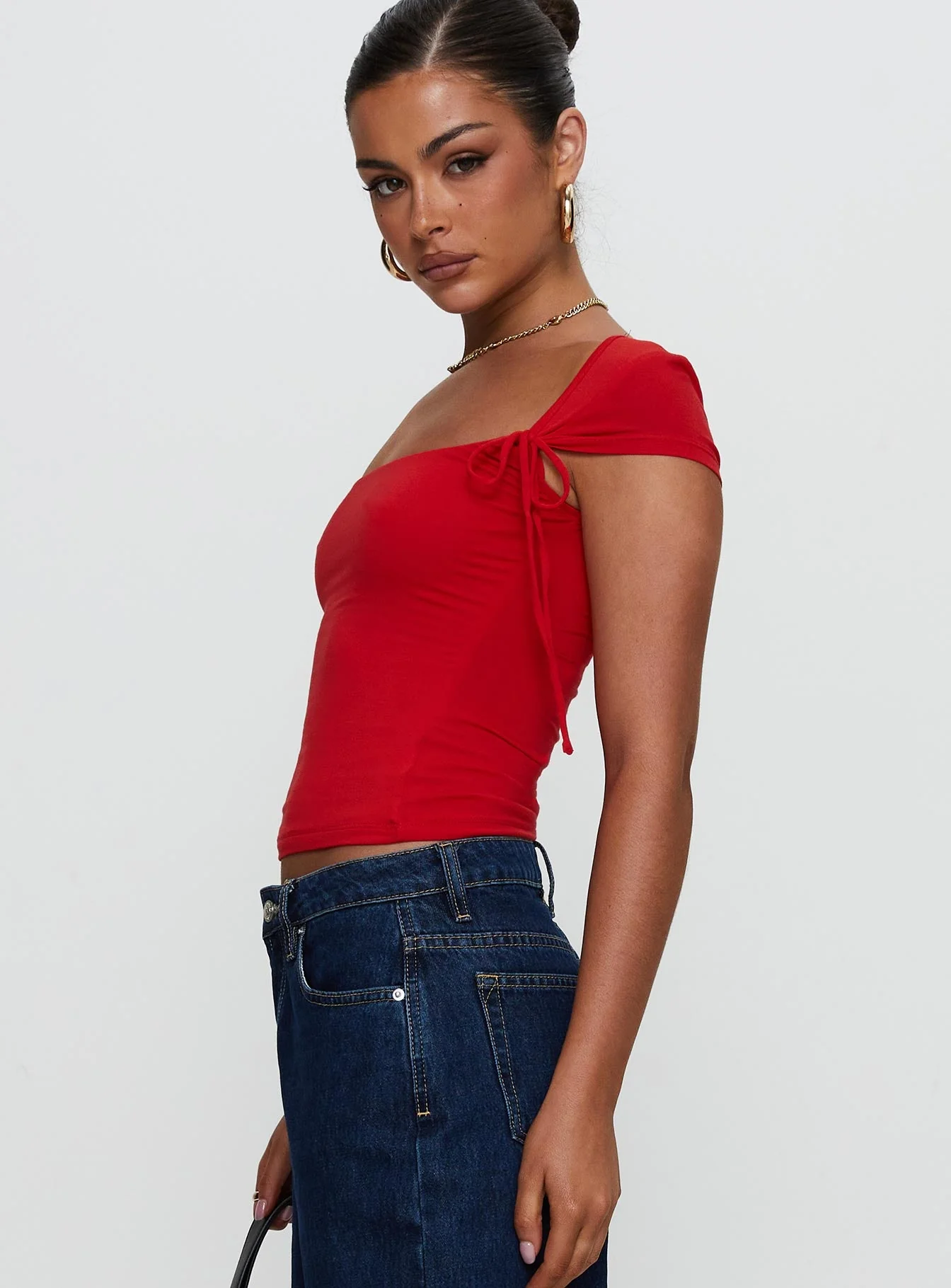 Daena Tie Detail Top Red - Image 3