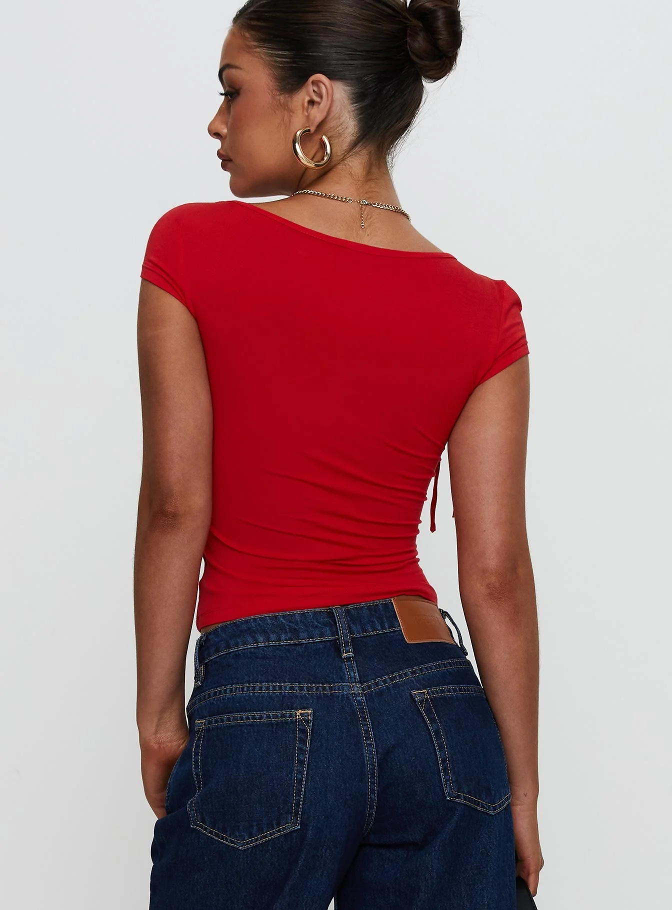 Daena Tie Detail Top Red - Image 4