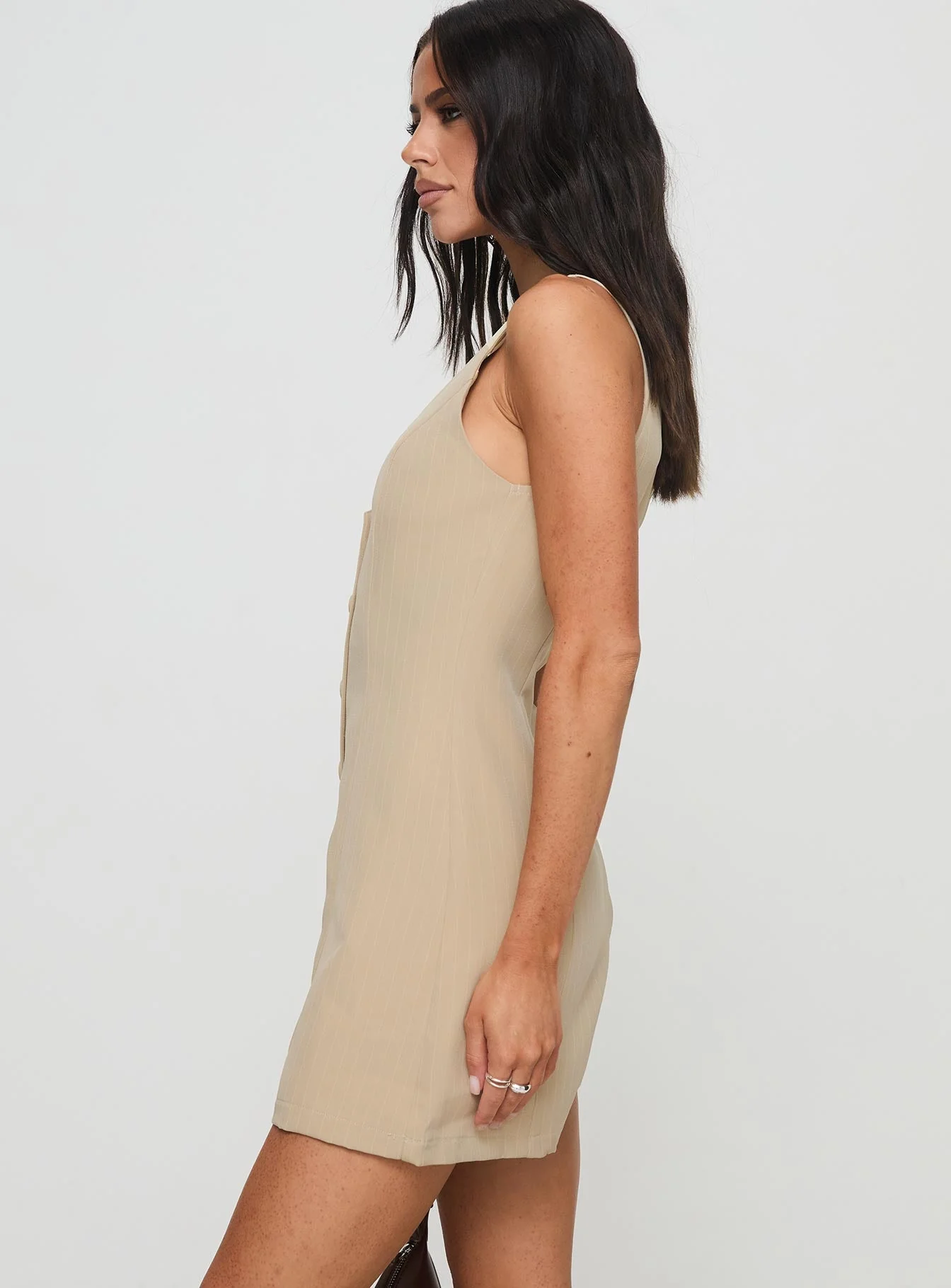 Damico Romper Beige Pinstripe - Image 4