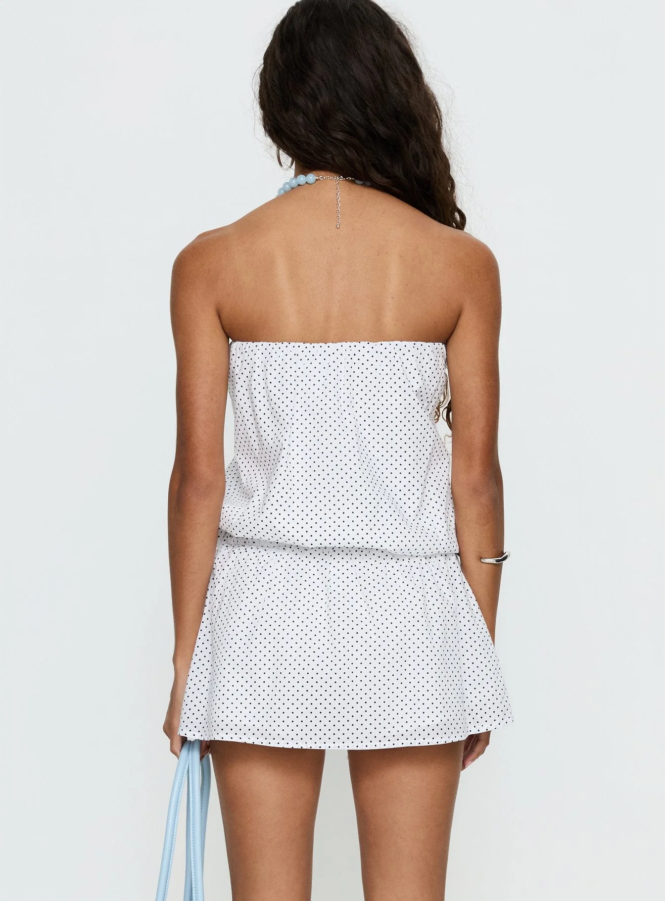 Dannielle Strapless Playsuit White Polka Dot - Image 5