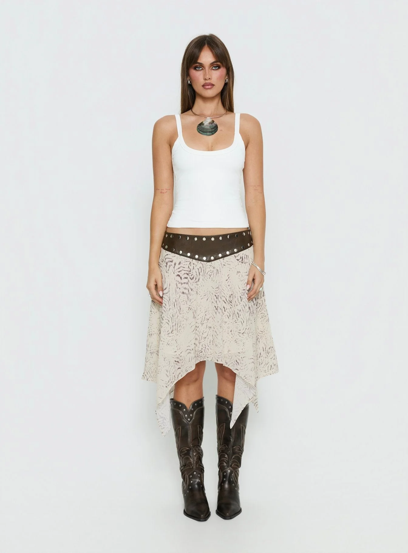Dark Mirage Asymmetrical Midi Skirt Multi - Image 7