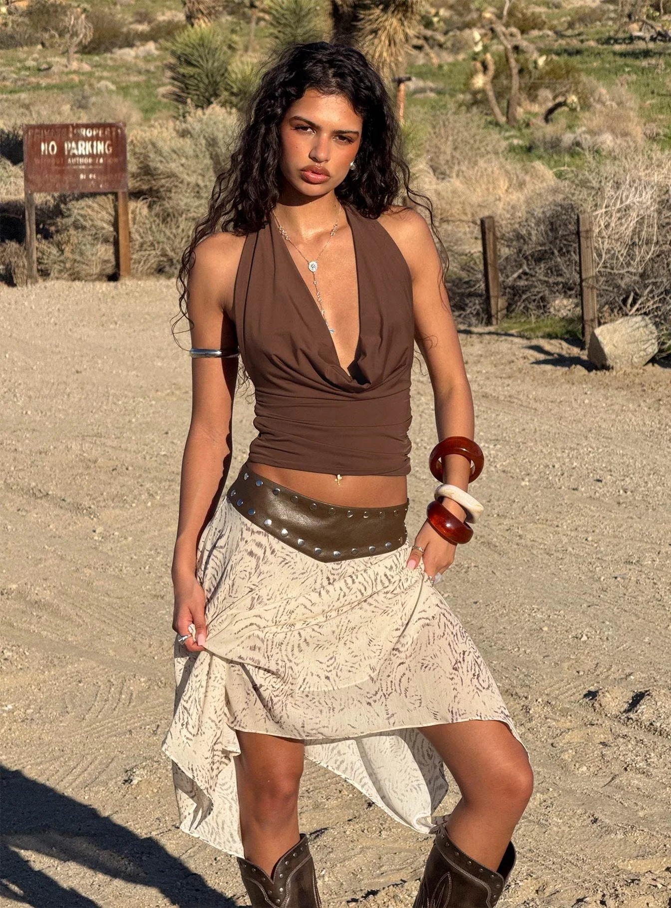 Dark Mirage Asymmetrical Midi Skirt Multi - Image 8