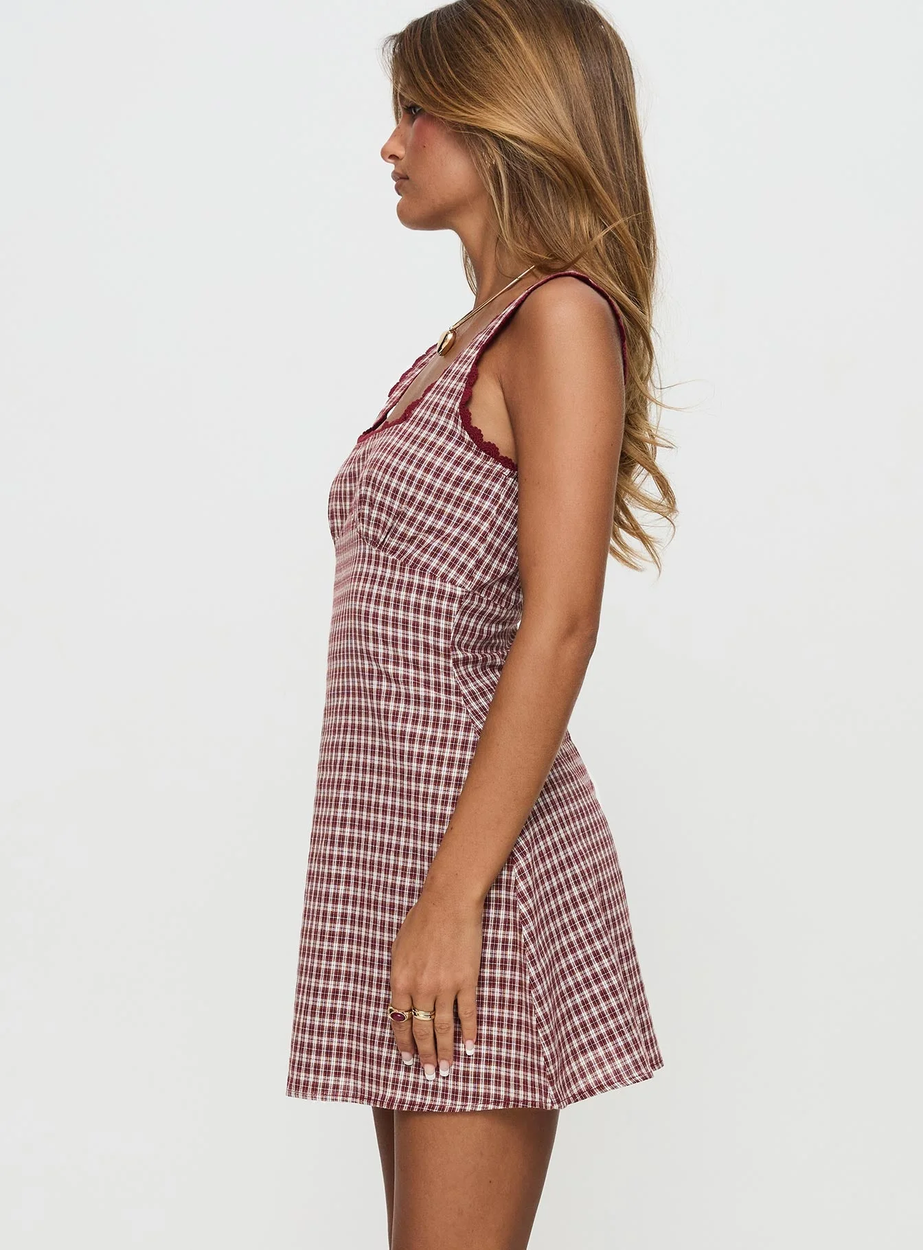 Dasha Mini Dress Red Check - Image 4