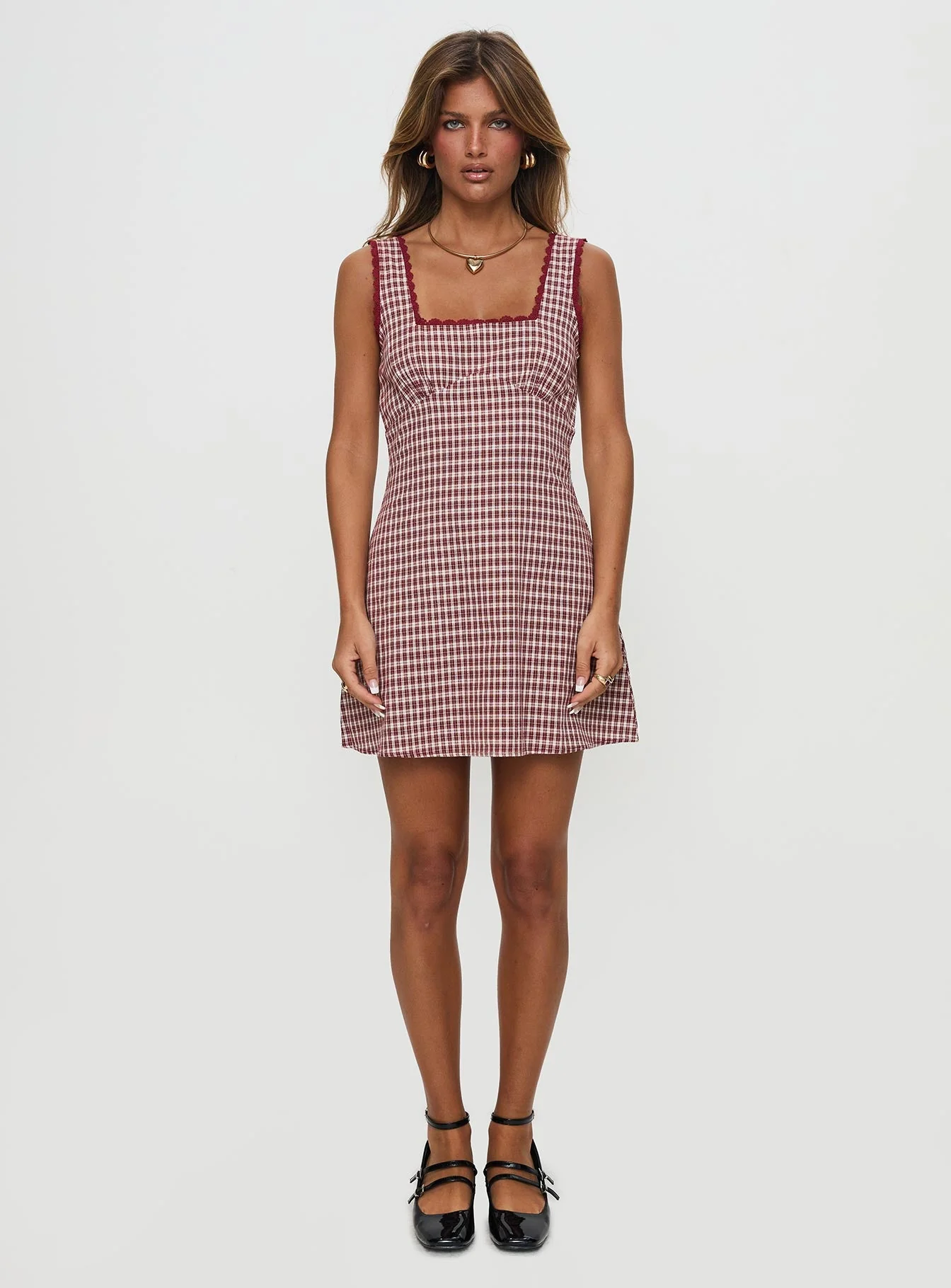Dasha Mini Dress Red Check Petite - Image 2