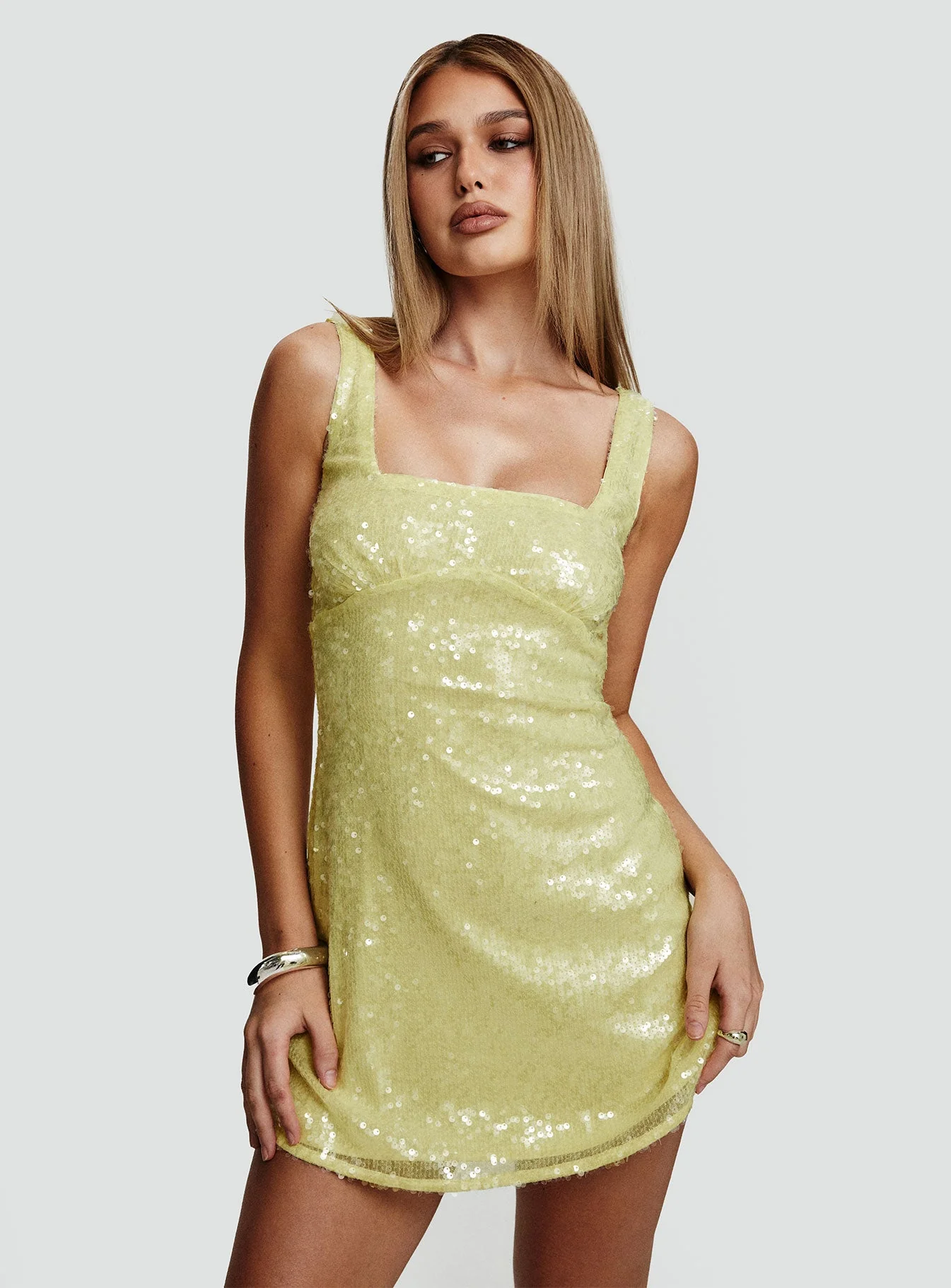 Dasha Mini Dress Yellow Sequin - Image 7