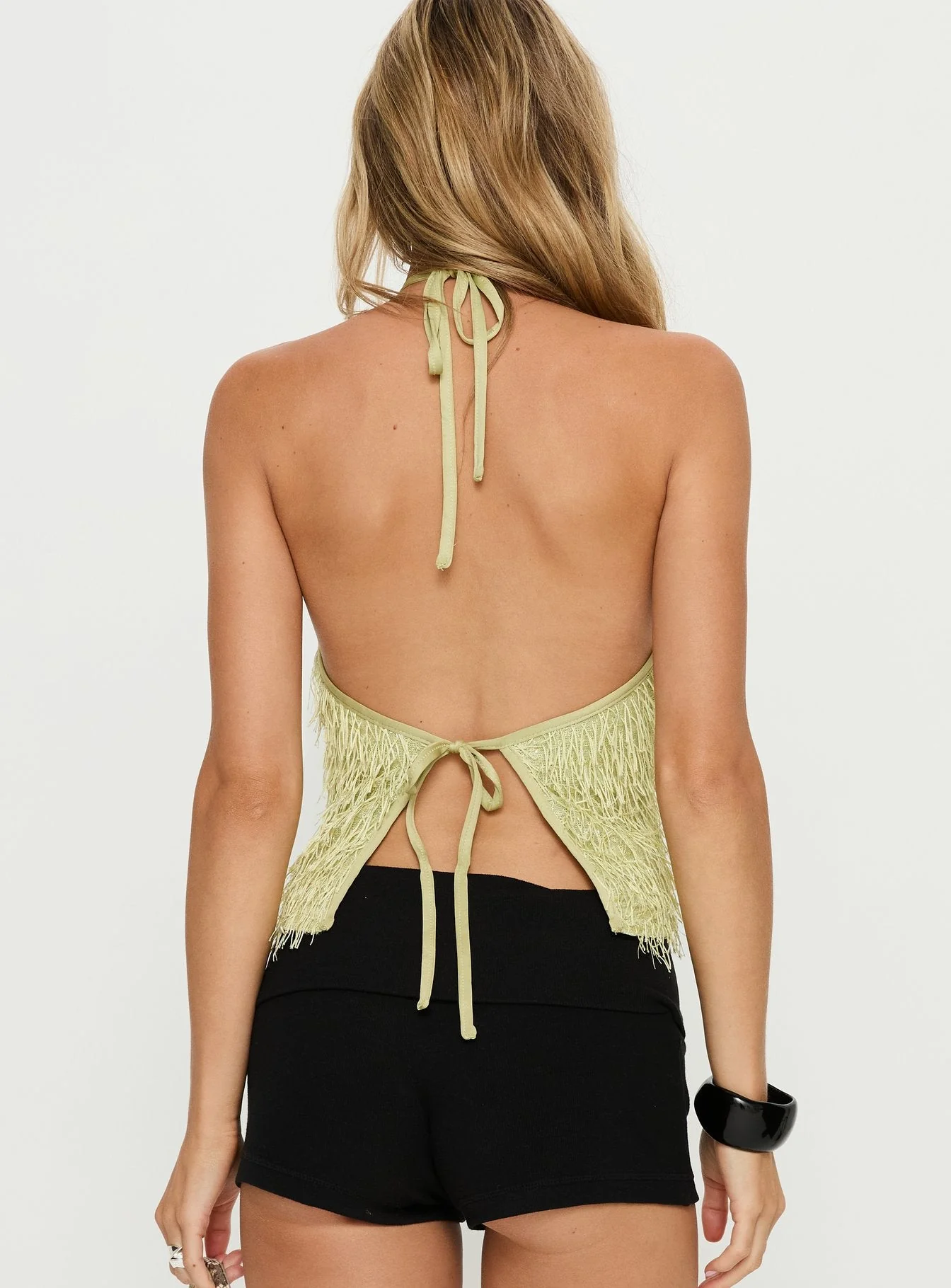 Dashae Fluffy Arrowneck Top Green - Image 5