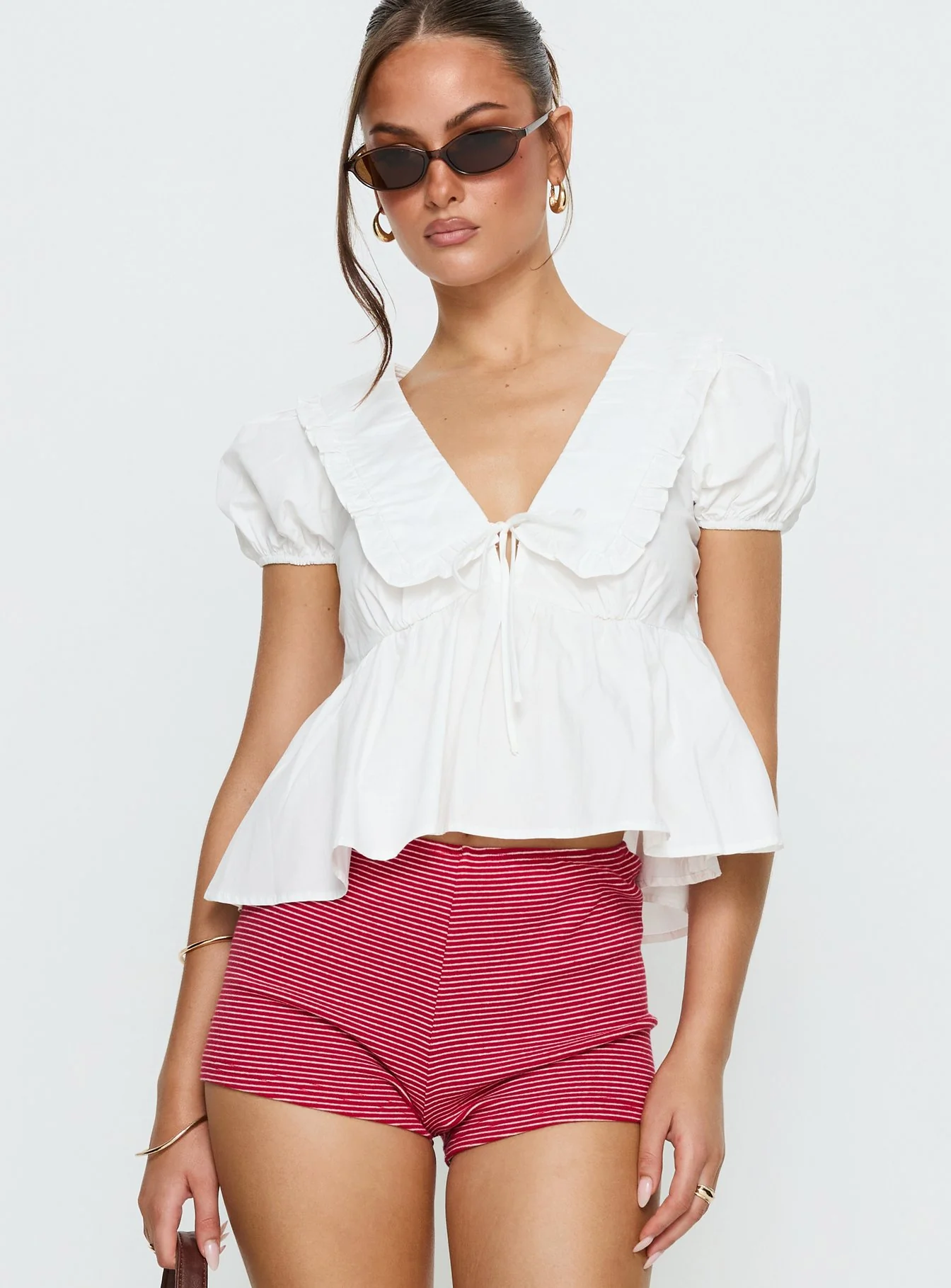 Dawes Oversized Collar Blouse Top White - Image 2