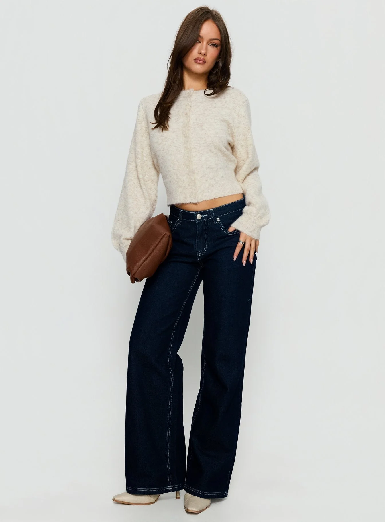 Dawsen Button Down Cardigan Cream - Image 3