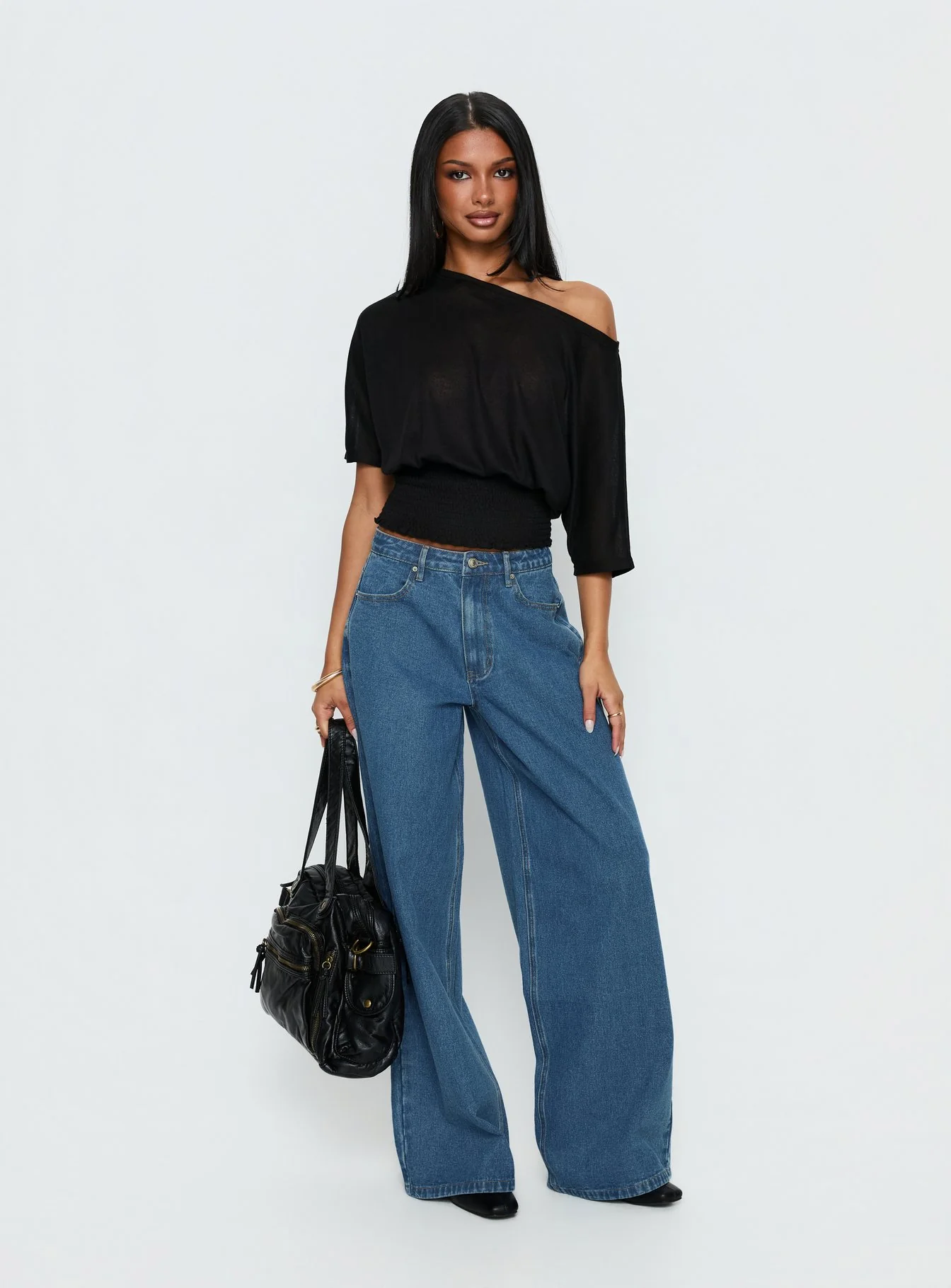 Dayten Off Shoulder Sheer Top Black - Image 3