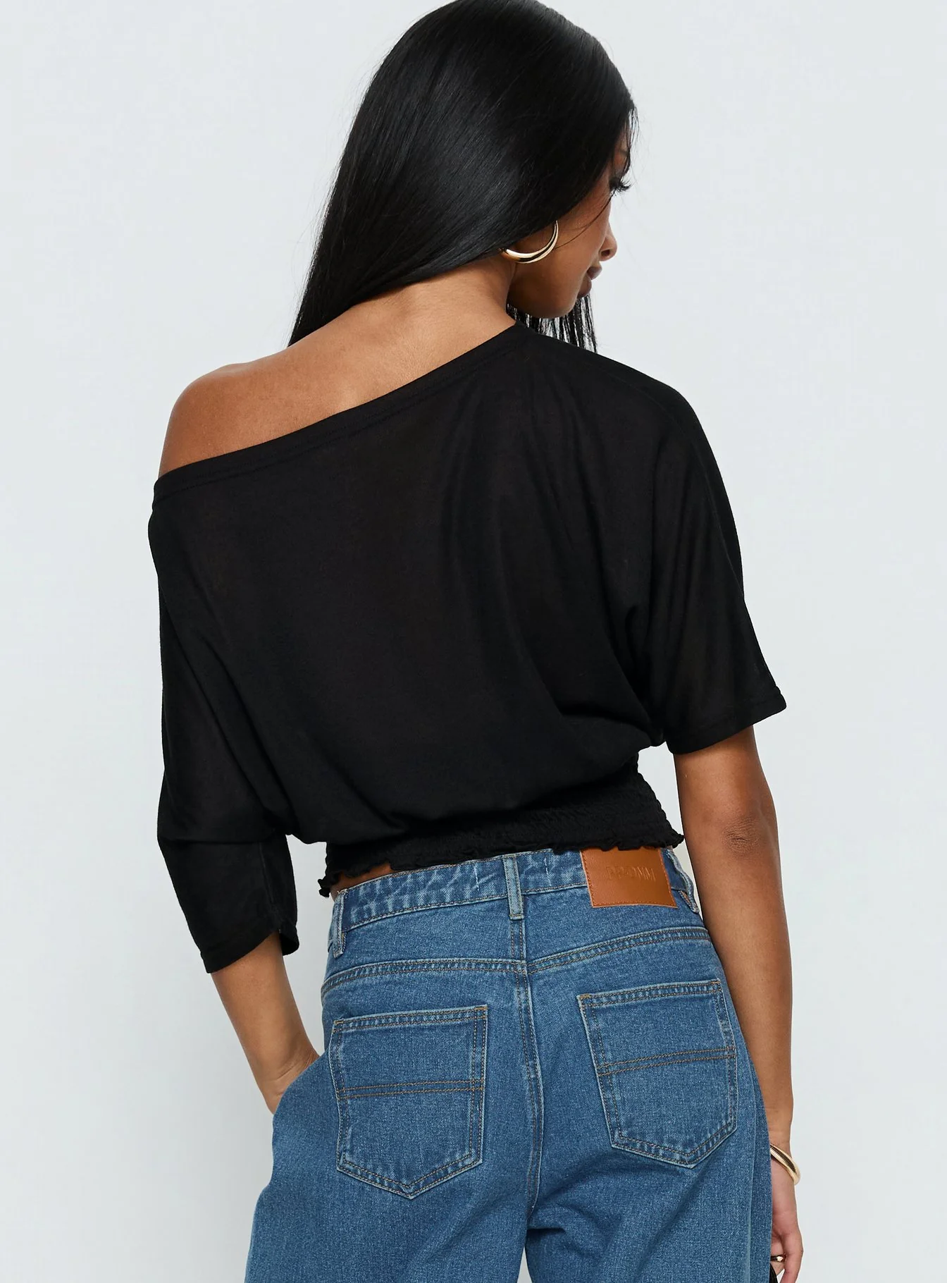 Dayten Off Shoulder Sheer Top Black - Image 5