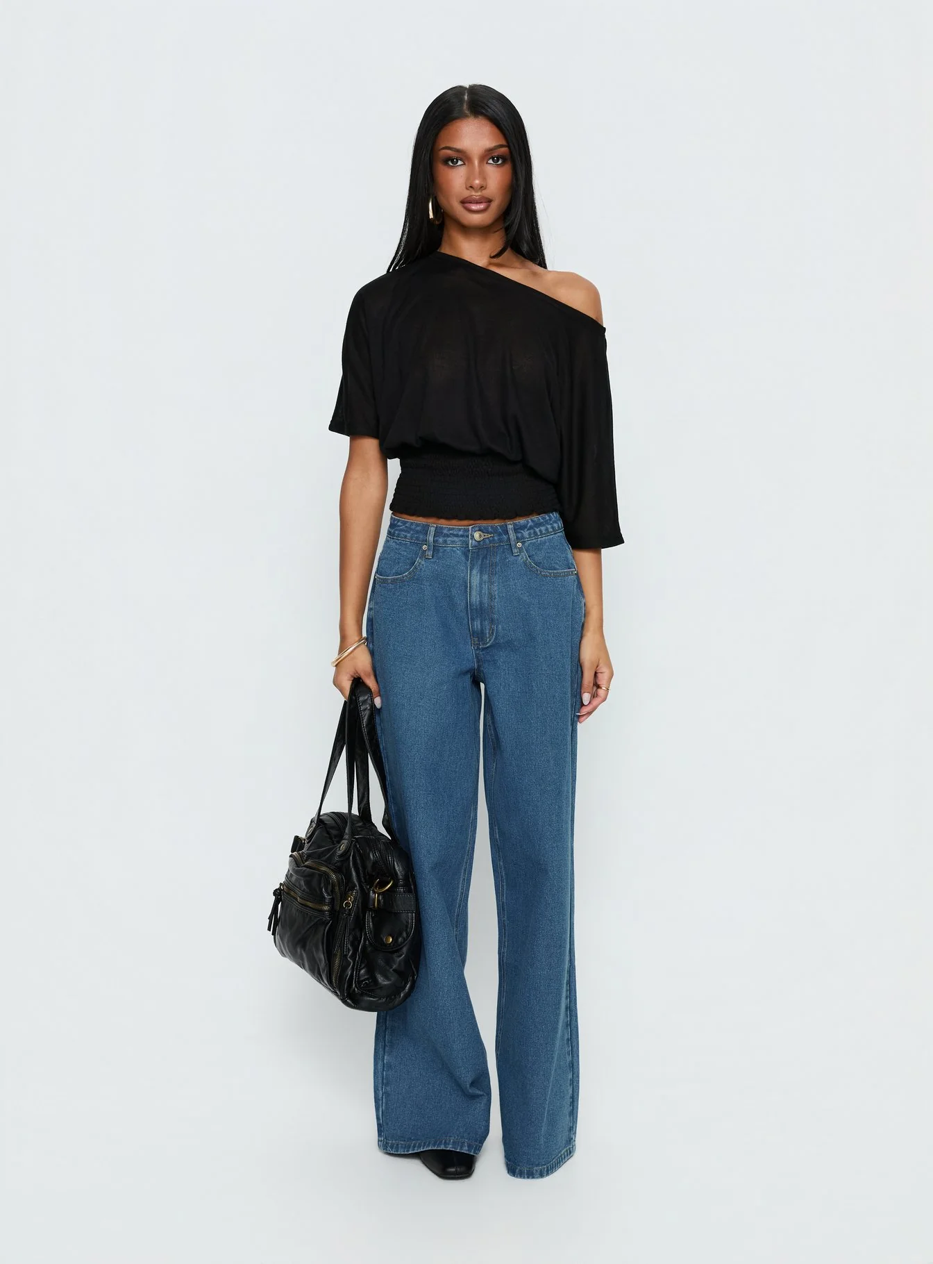 Dayten Off Shoulder Sheer Top Black - Image 8