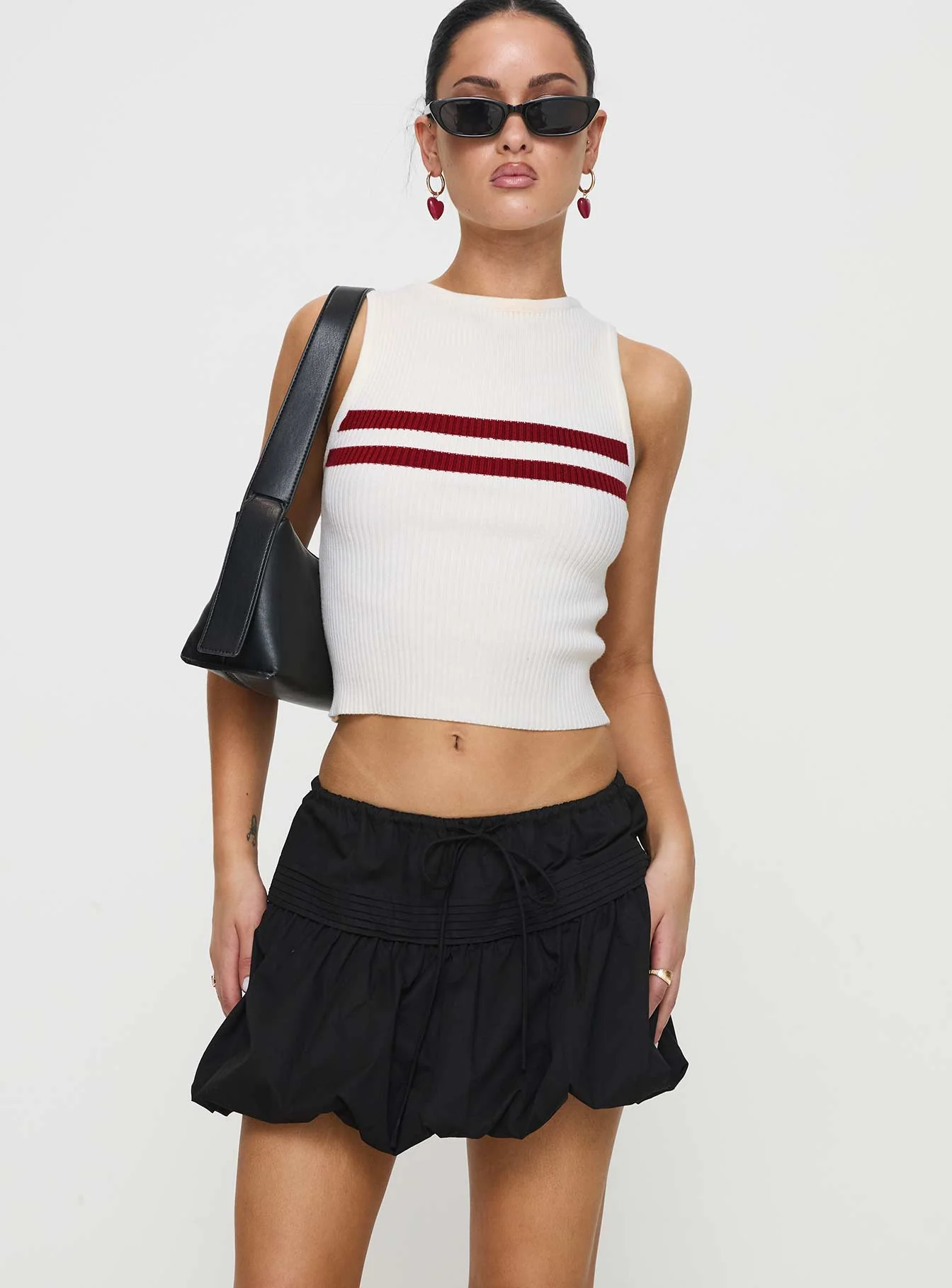 Dear London Bubble Hem Mini Skirt Black - Image 2