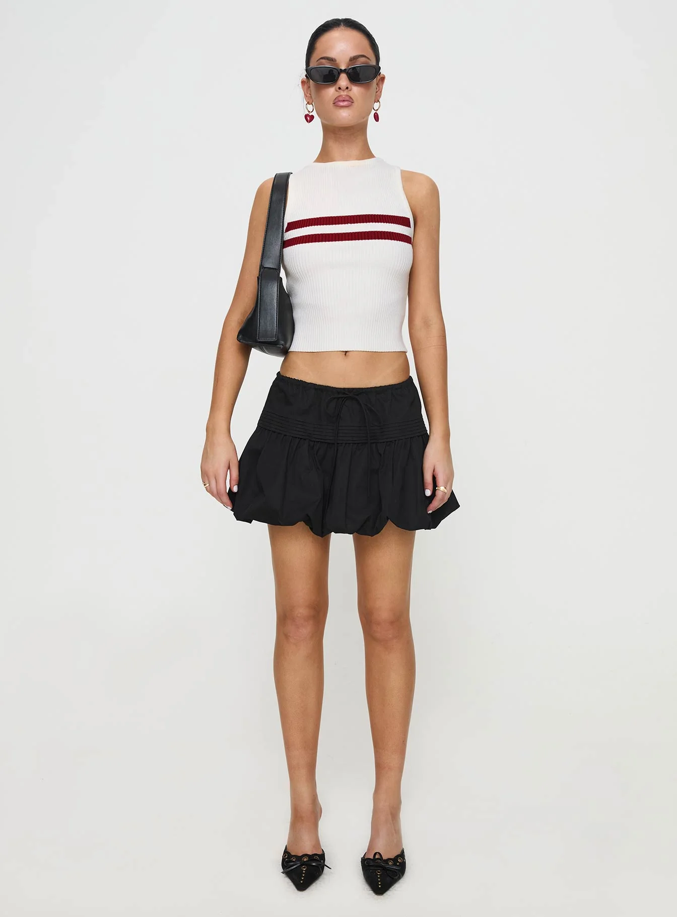 Dear London Bubble Hem Mini Skirt Black - Image 7