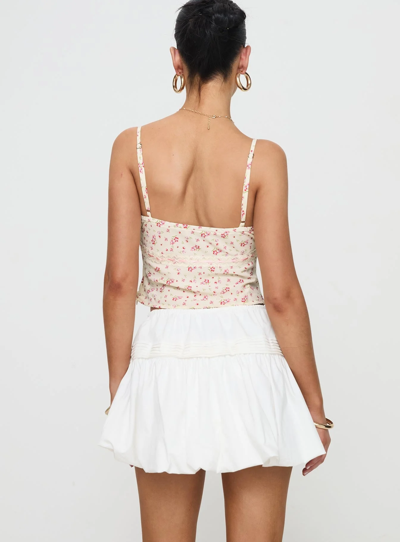 Dear London Bubble Hem Mini Skirt White - Image 5