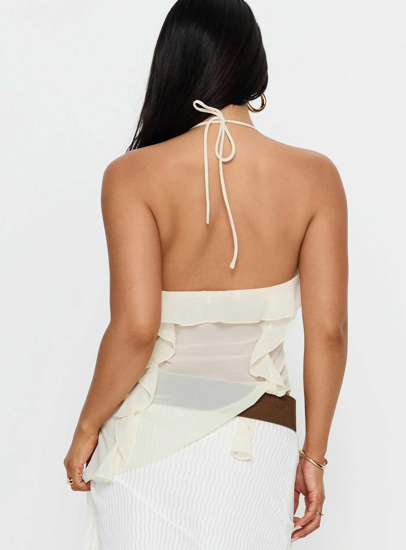 Dedra Sheer Frill Top Cream - Image 5