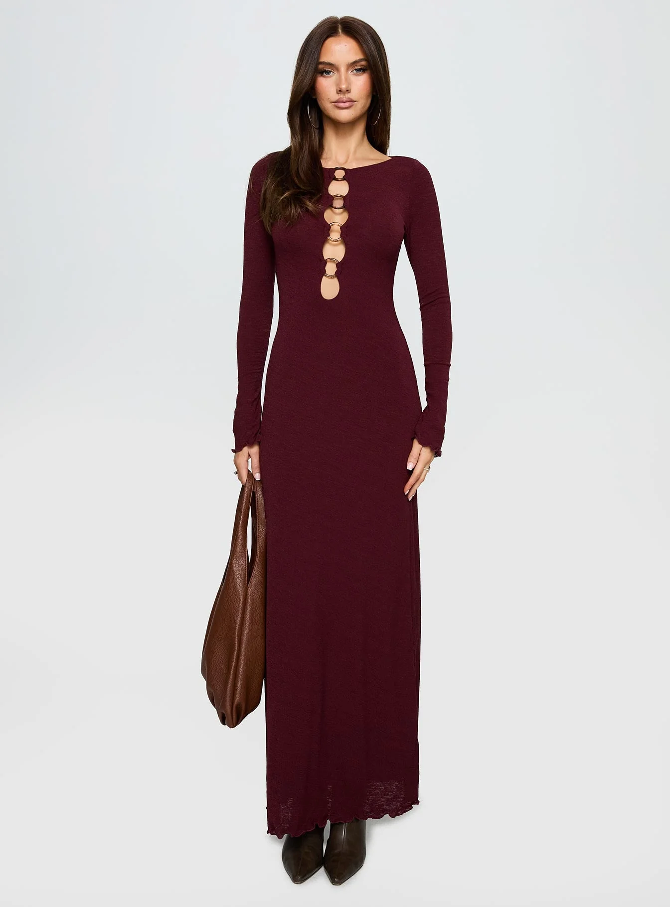 Dejonge Ring Long Sleeve Maxi Dress Currant - Image 6