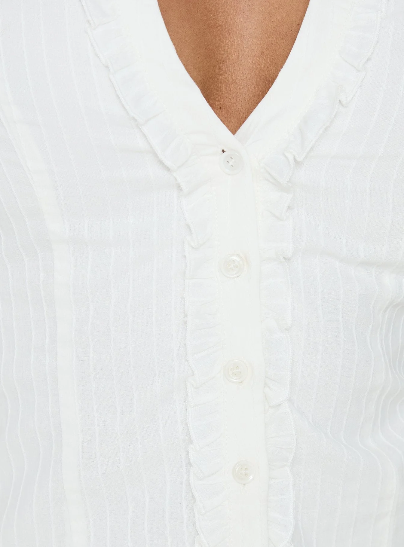 Dellen Frill Detail Blouse Top White - Image 6
