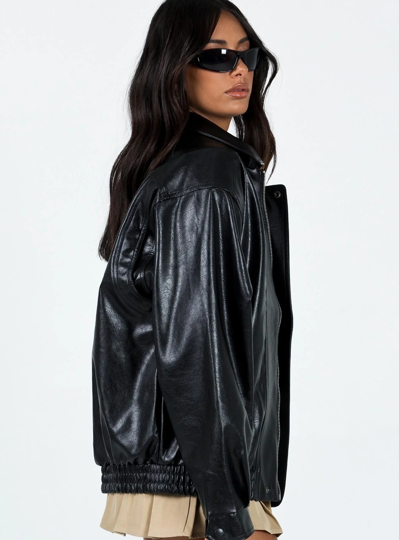 Devija Faux Leather Jacket Black - Image 4