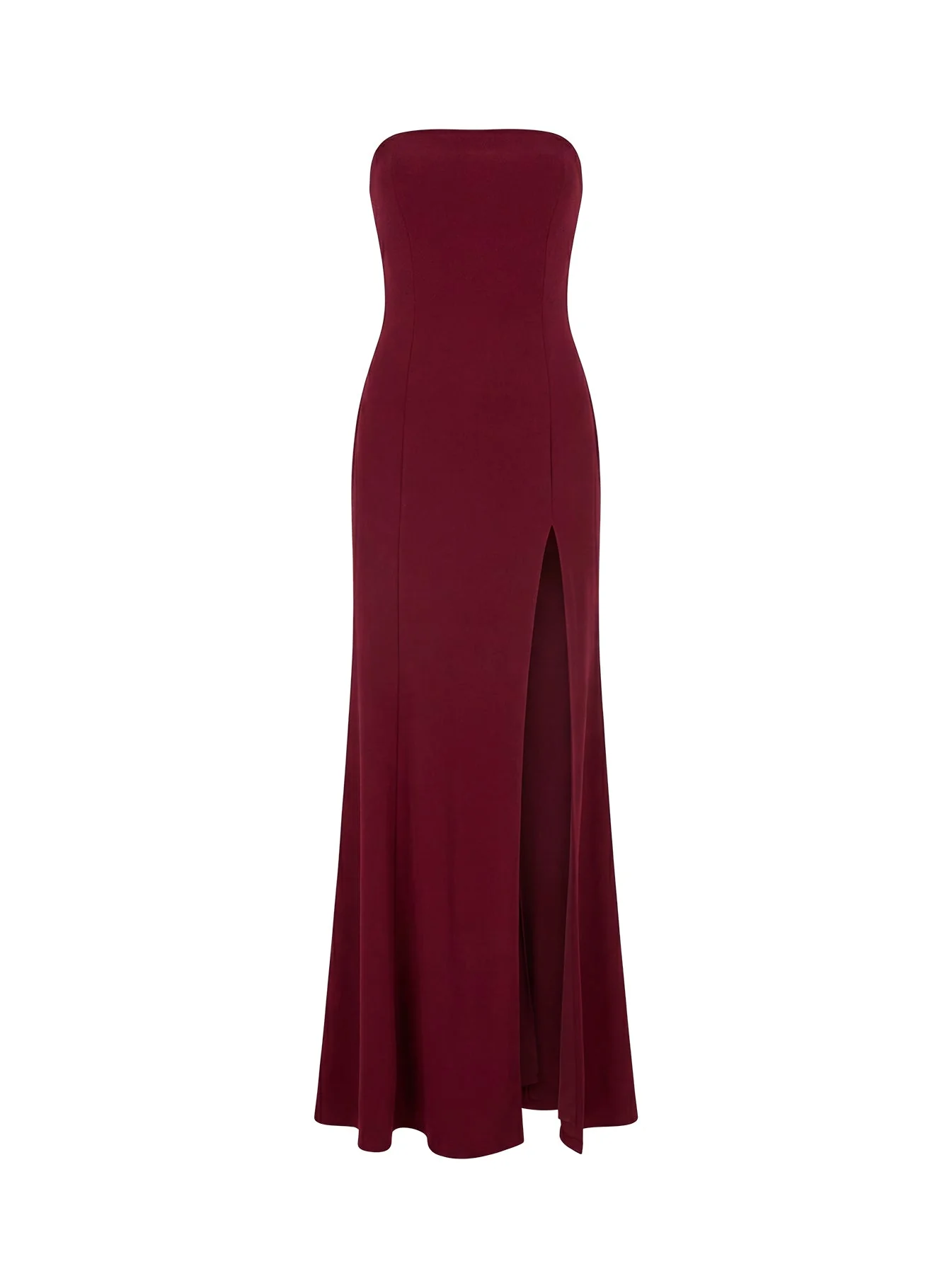 Diamanti Strapless High Slit Maxi Dress Burgundy - Image 10