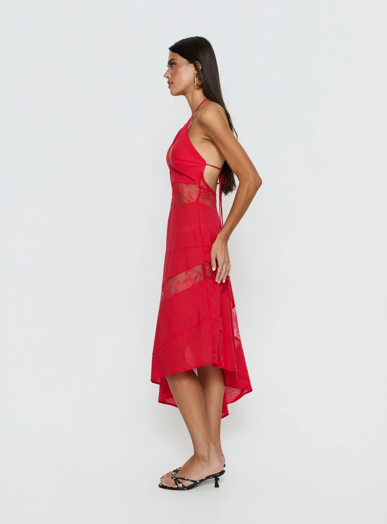Down With Love Asymmetrical Midi Dress Red - Image 3