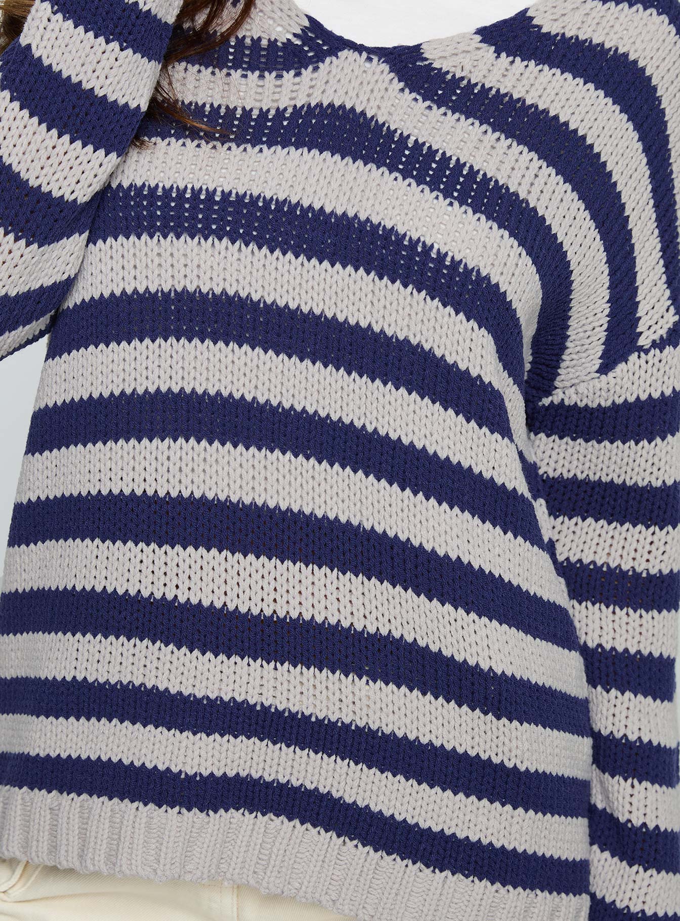 Drayven V Neck Knit Sweater Blue Stripe - Image 6