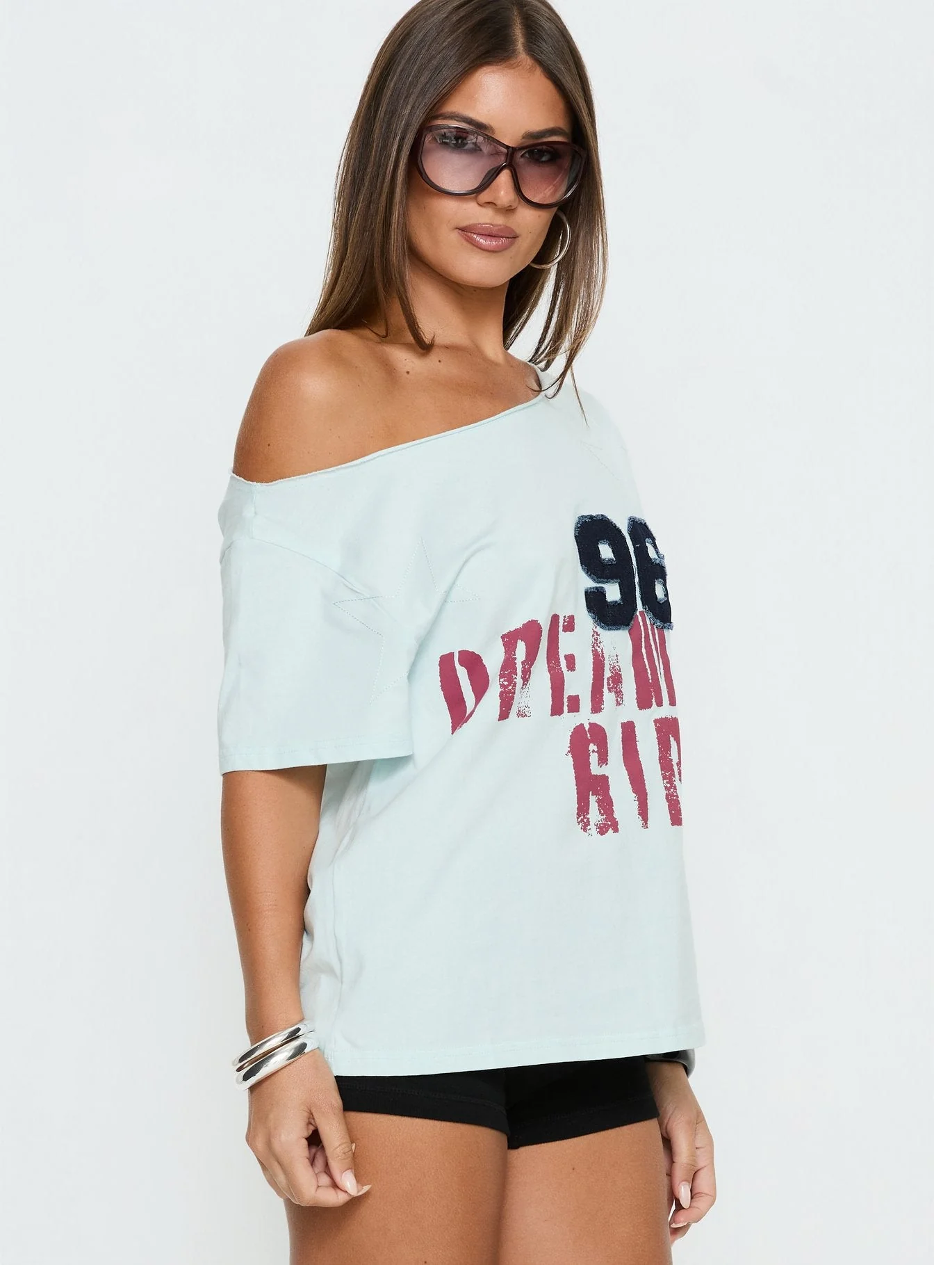 Dream Girl 96 Oversized Graphic Tee Blue - Image 4