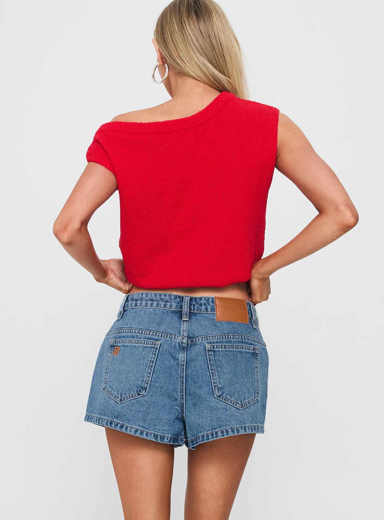 Dreamful Low Rise Mini Denim Shorts Mid Blue Wash - Image 5