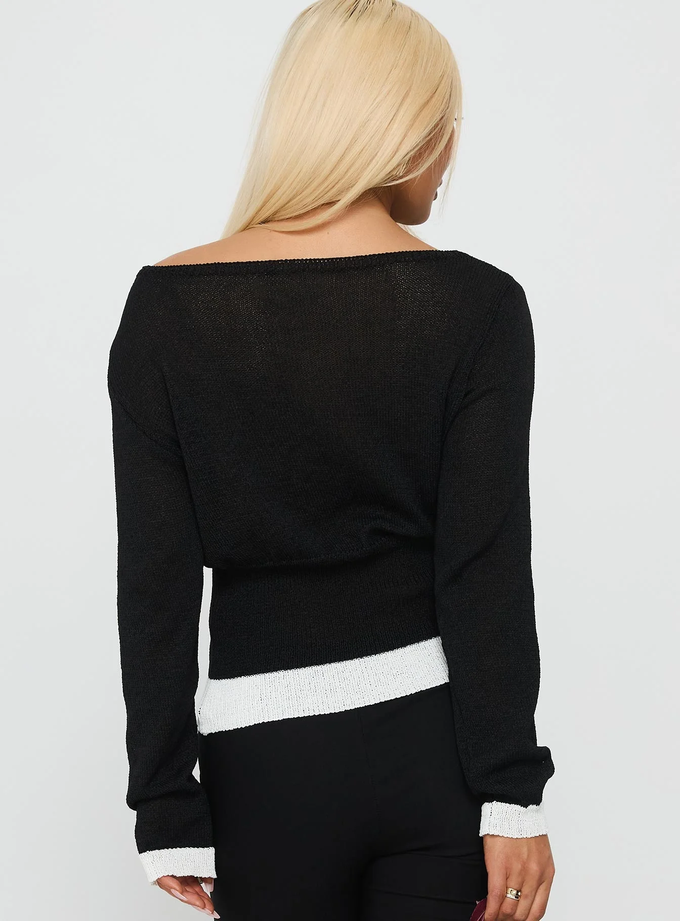 Dresano Wide Neck Knit Sweater Black / White - Image 5