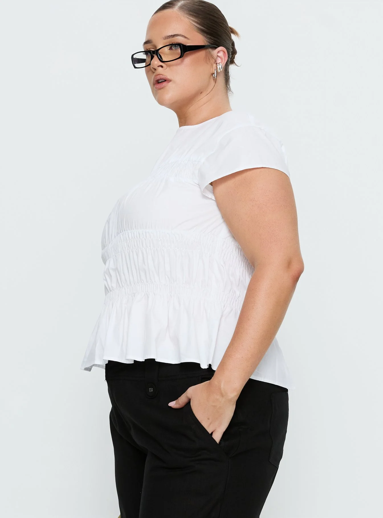 Dripping Diamonds Ruched Top White Curve - Image 4