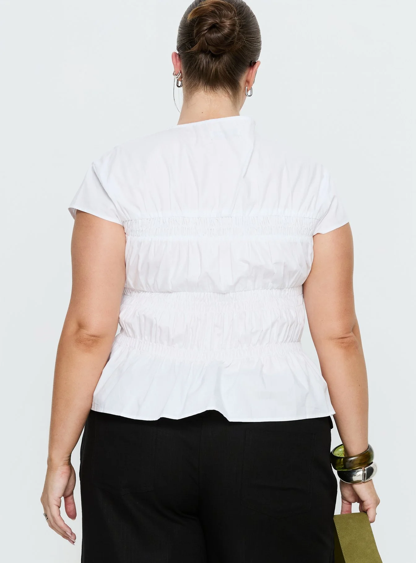 Dripping Diamonds Ruched Top White Curve - Image 5