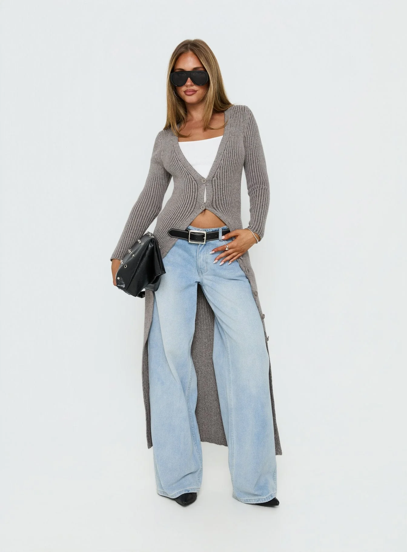 Early Nights Longline Cardigan Grey - Image 2