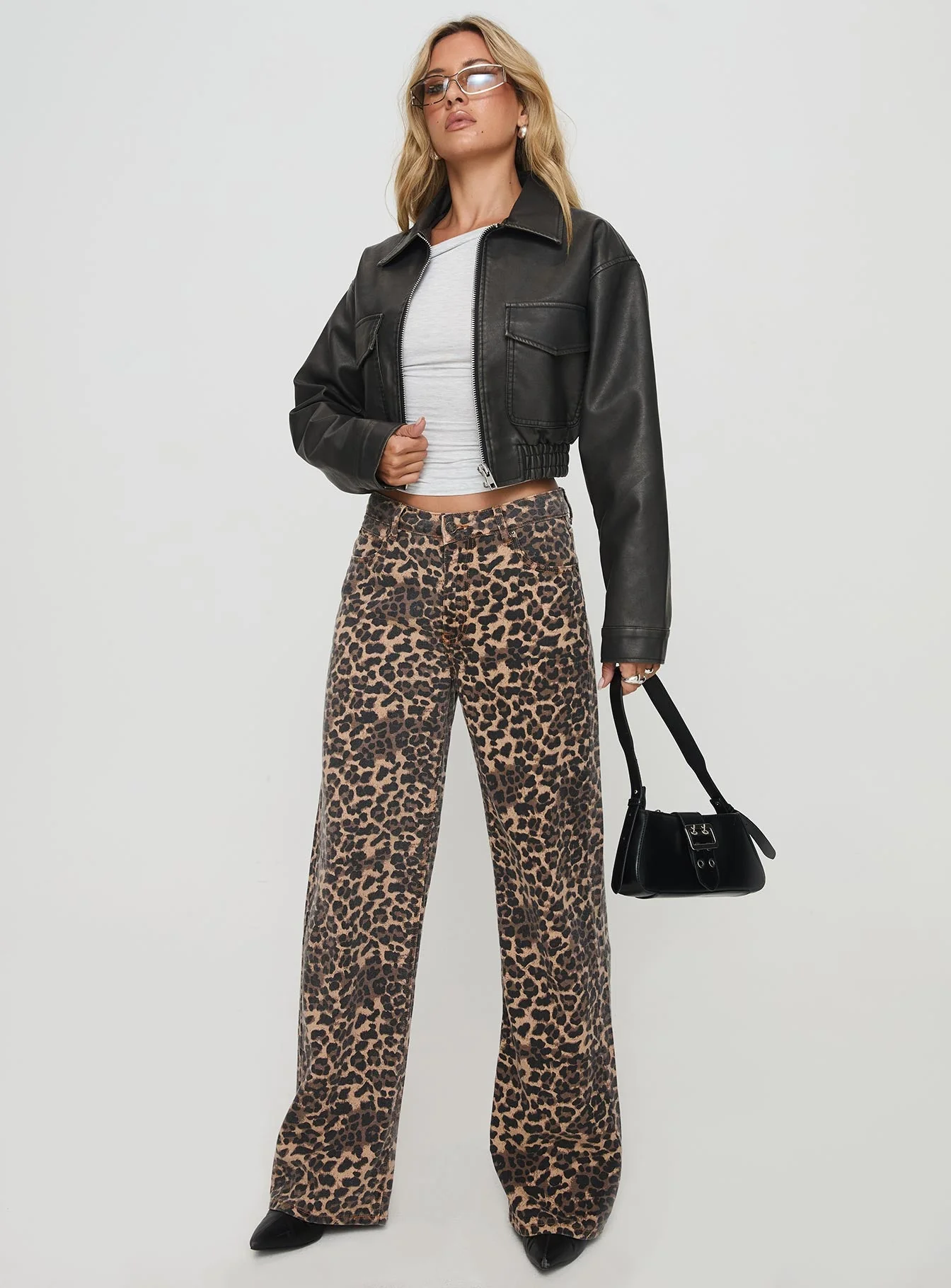 Eavar Faux Leather Jacket Washed Black - Image 2