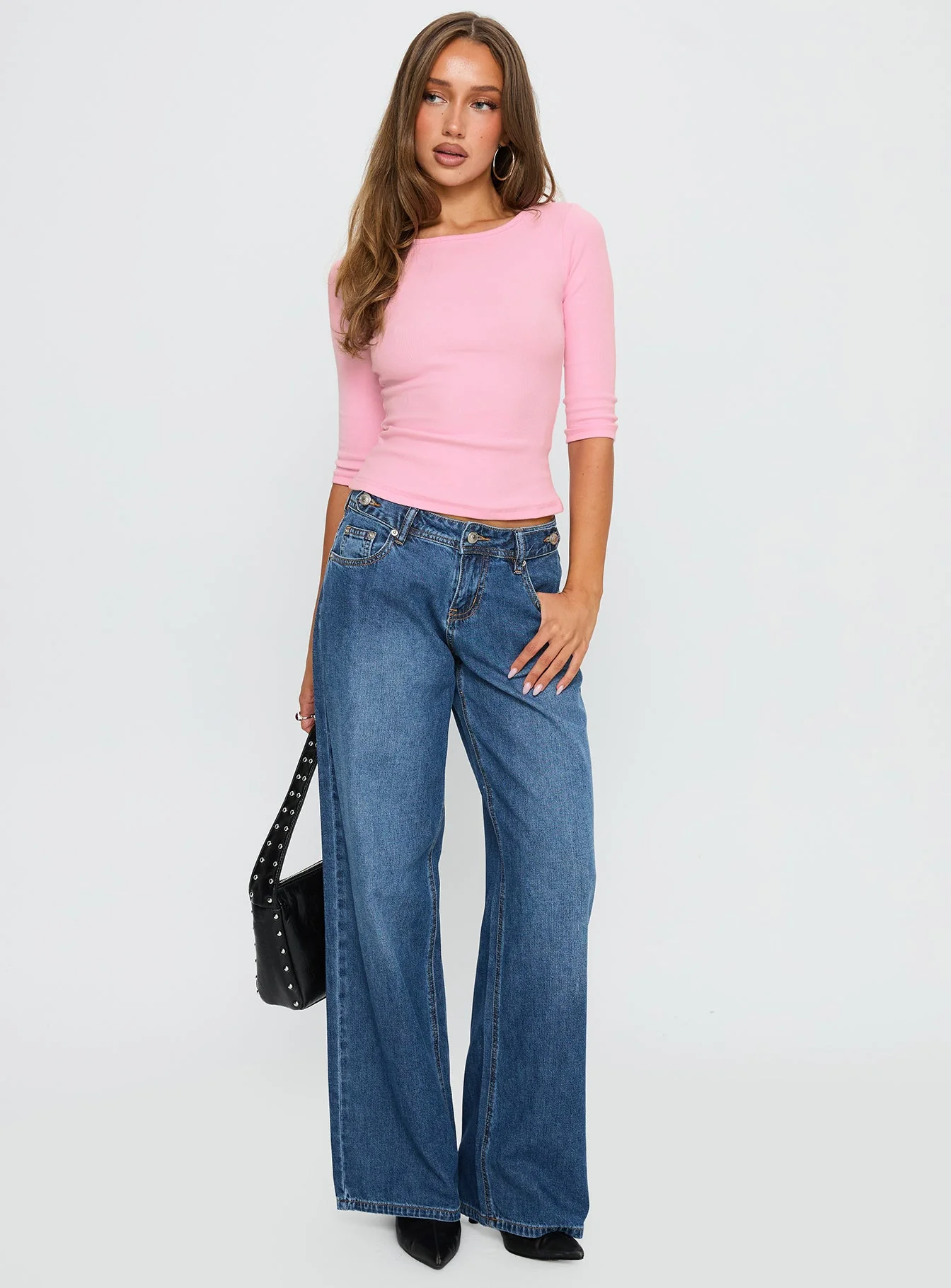 Elaia 3/4 Sleeve Top Pink - Image 3