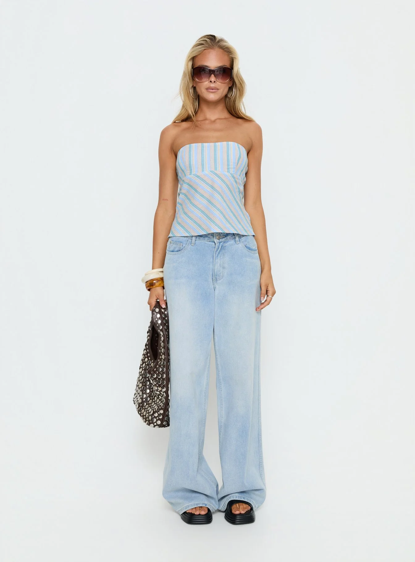 Elery Strapless Top Blue Stripe - Image 7