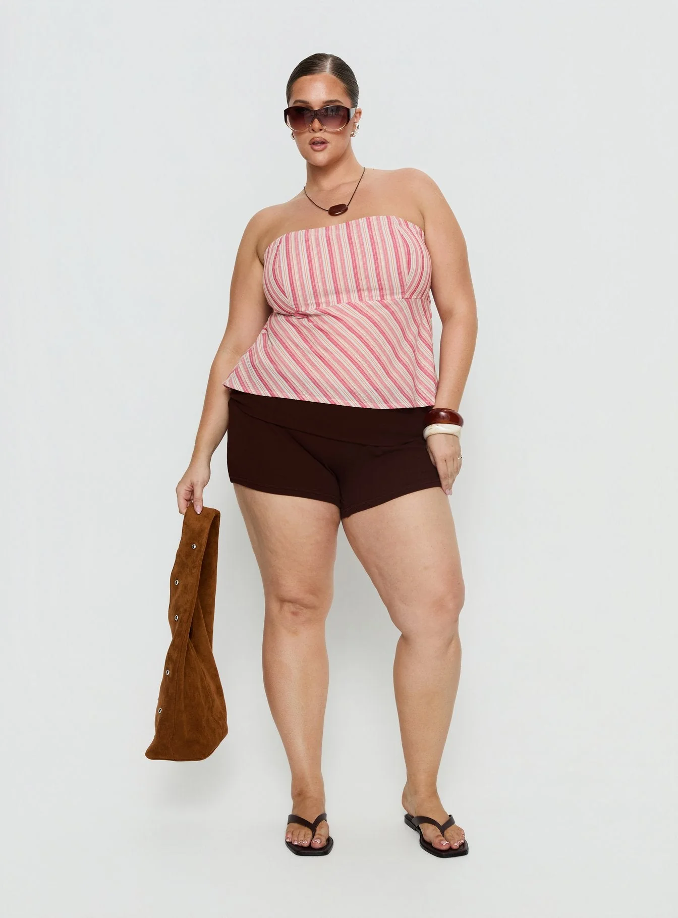 Elery Strapless Top Pink Stripe Curve - Image 3
