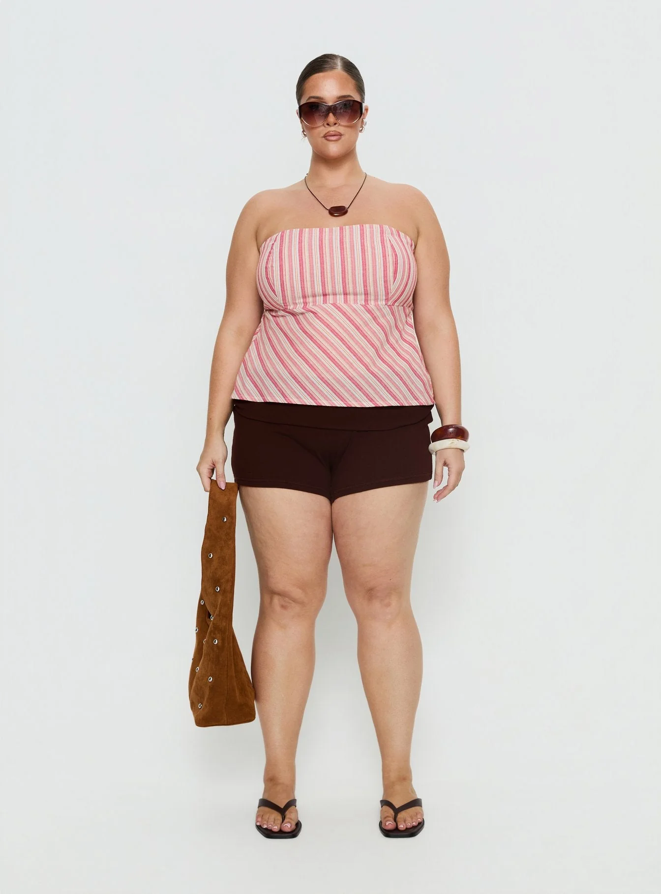 Elery Strapless Top Pink Stripe Curve - Image 7