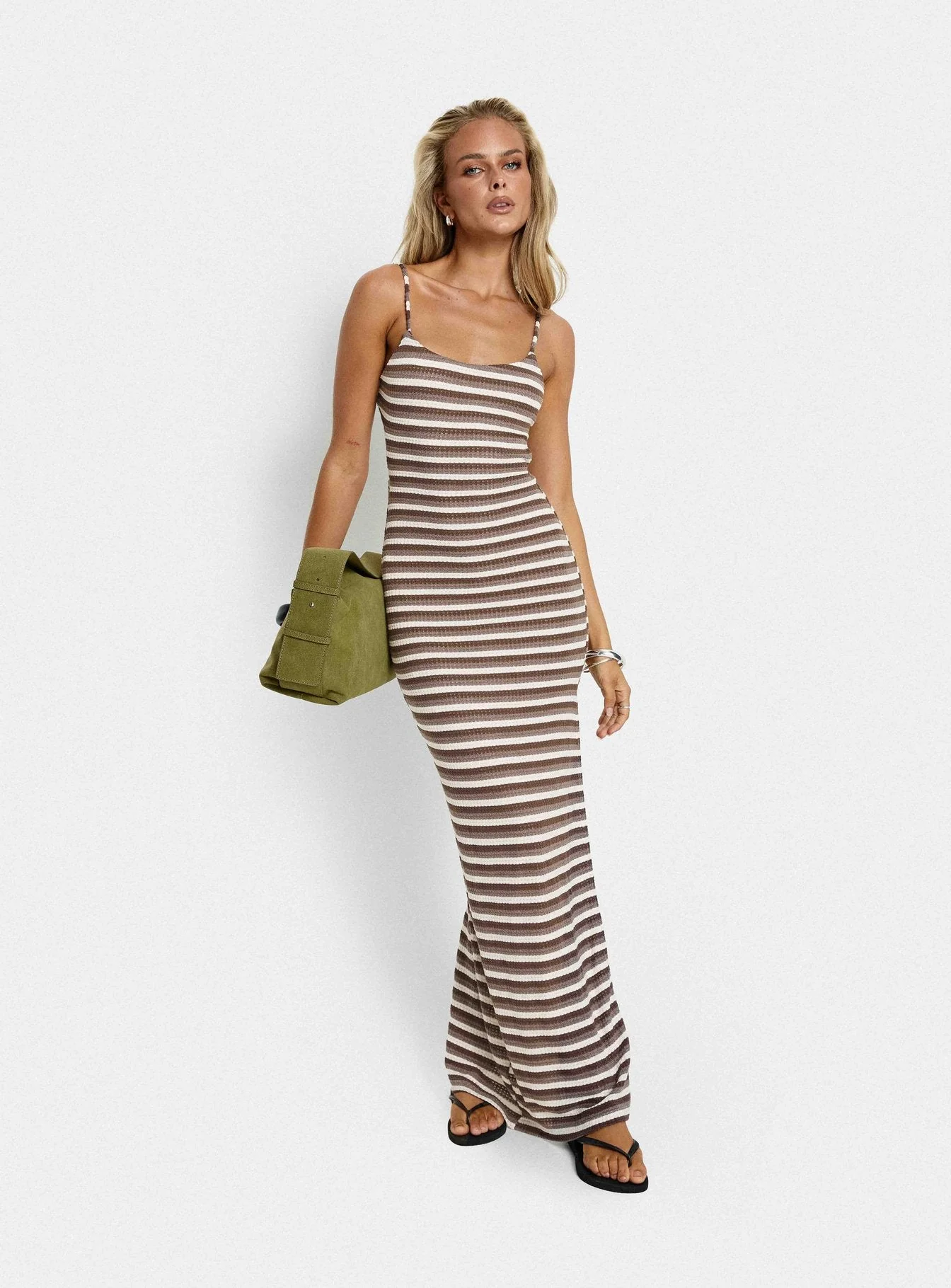 Elestria Maxi Dress Brown Stripe - Image 8
