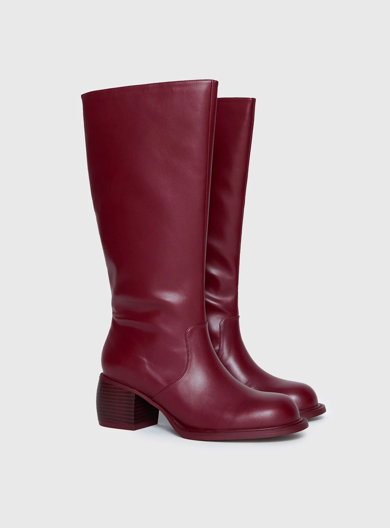 Ella Knee High Boots Burgundy - Image 2