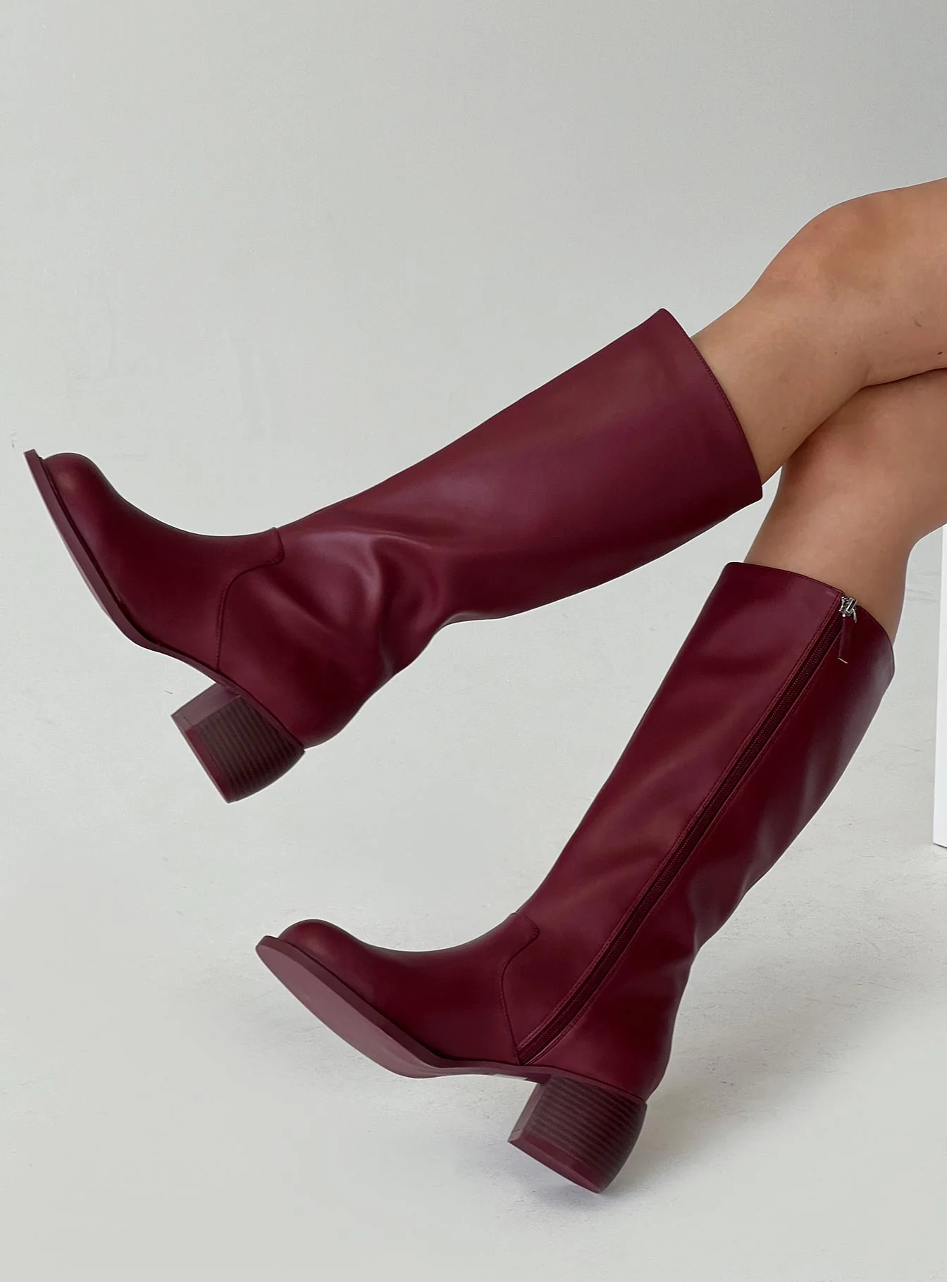 Ella Knee High Boots Burgundy - Image 5