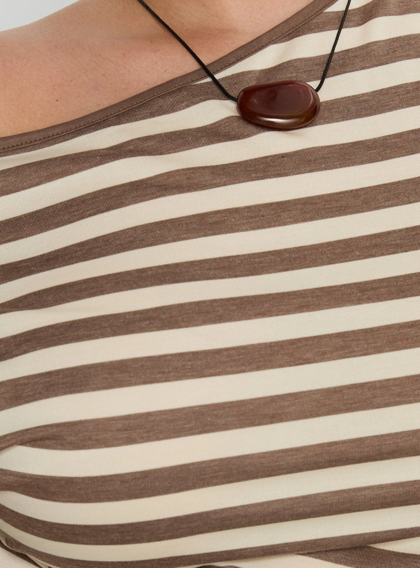 Emlynn Off Shoulder Top Brown Stripe Curve - Image 6